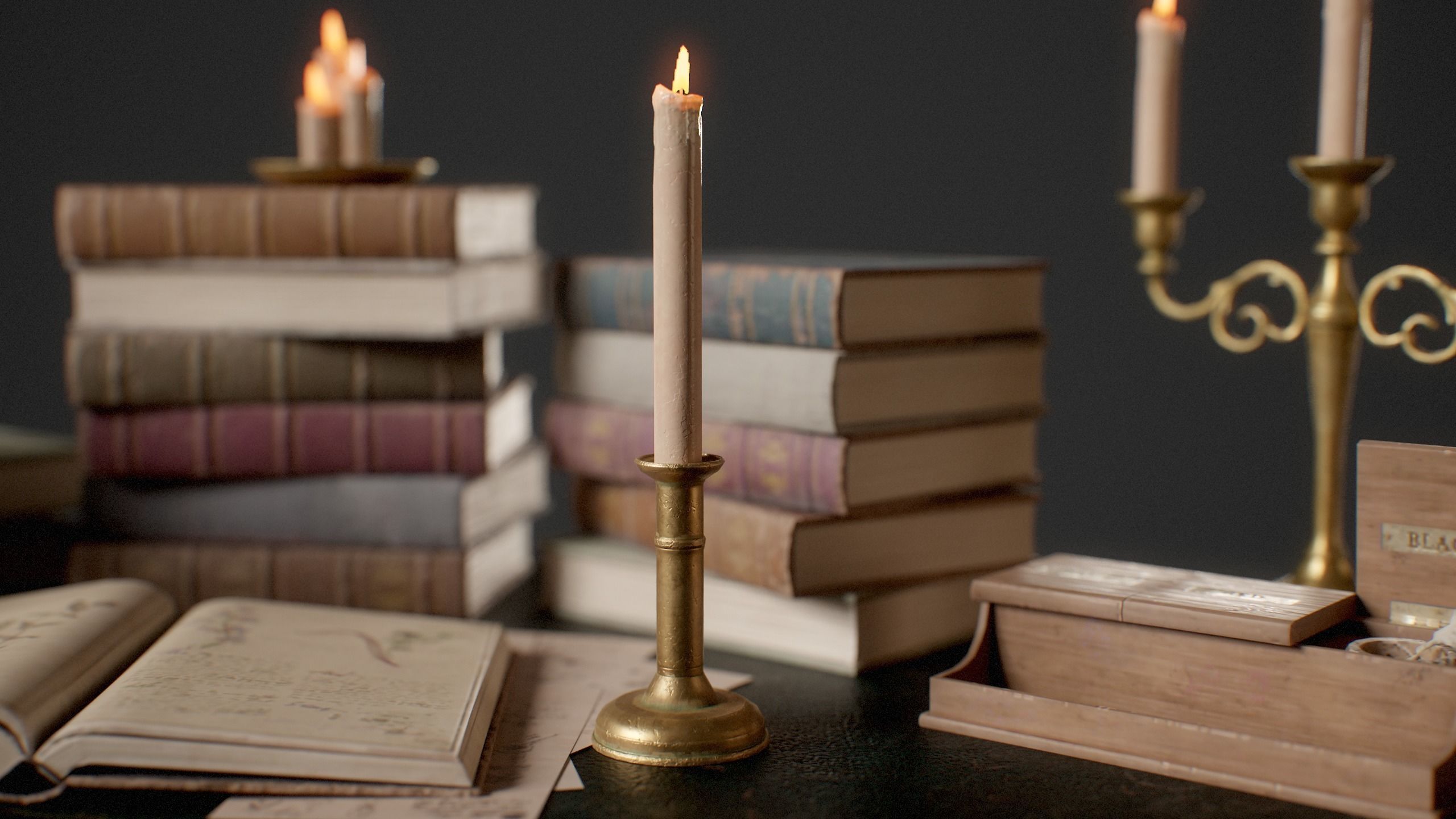 Candle Holder and Chandelier Pack - PBR Game Ready Low-poly 3D model_10