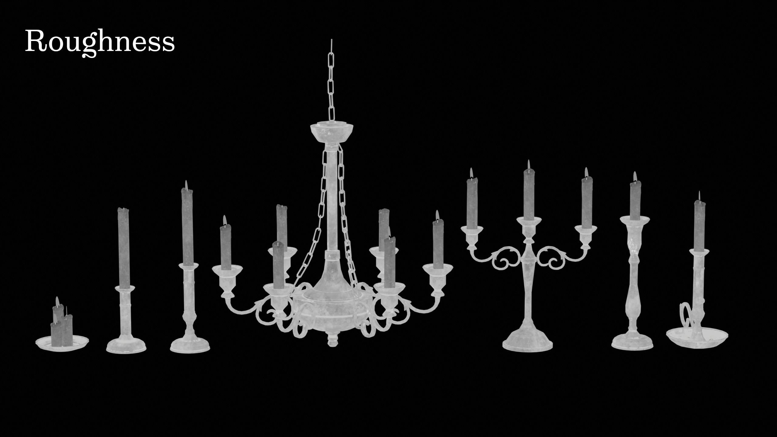 Candle Holder and Chandelier Pack - PBR Game Ready Low-poly 3D model_17