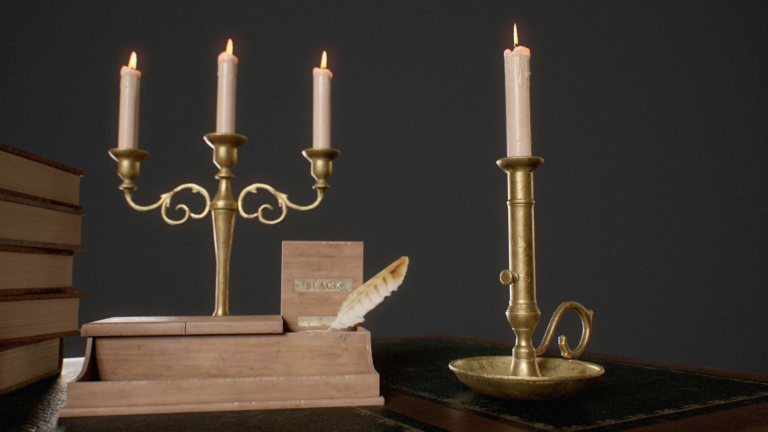 Candle Holder and Chandelier Pack - PBR Game Ready Low-poly 3D model_12