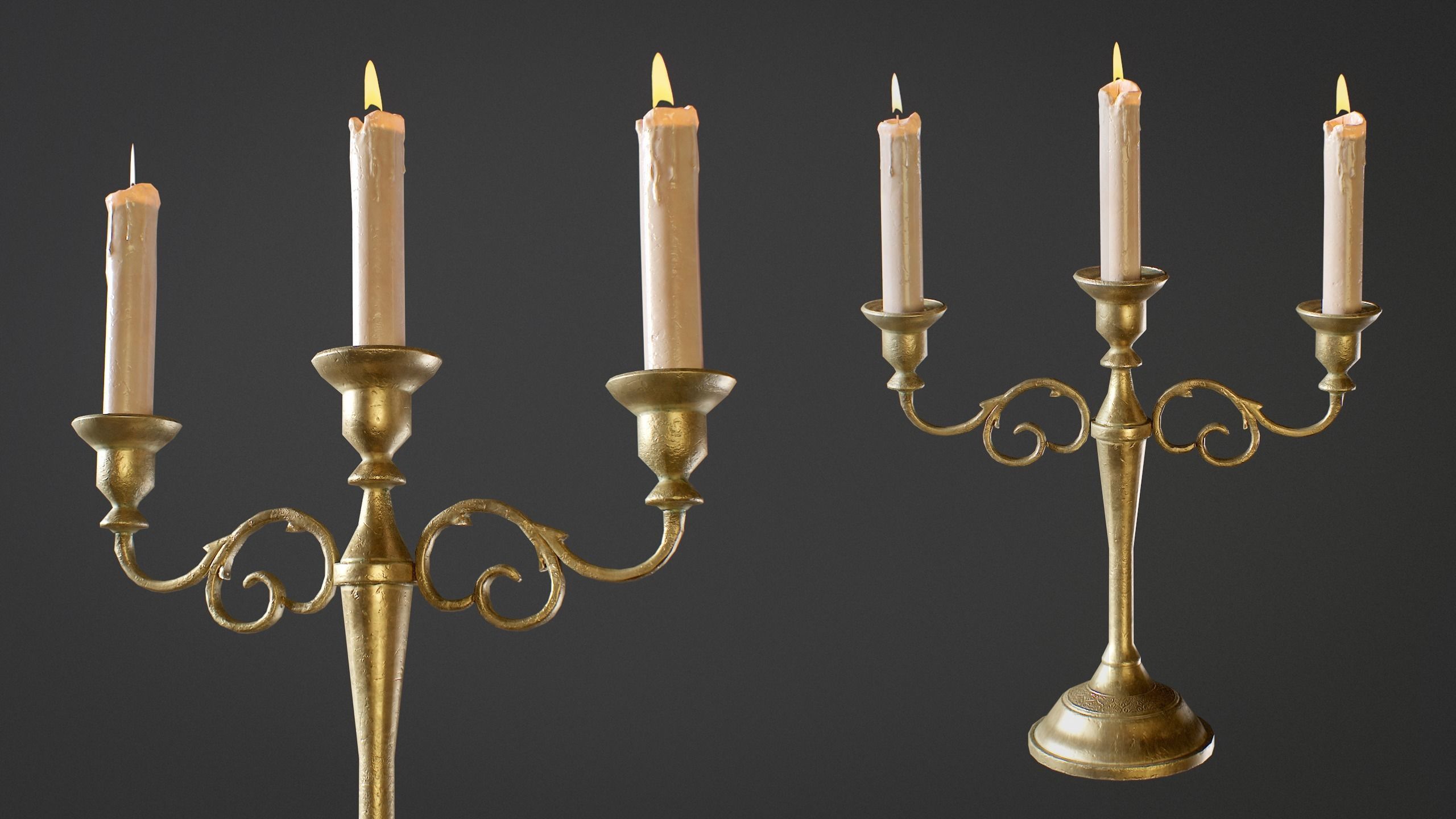 Candle Holder and Chandelier Pack - PBR Game Ready Low-poly 3D model_4
