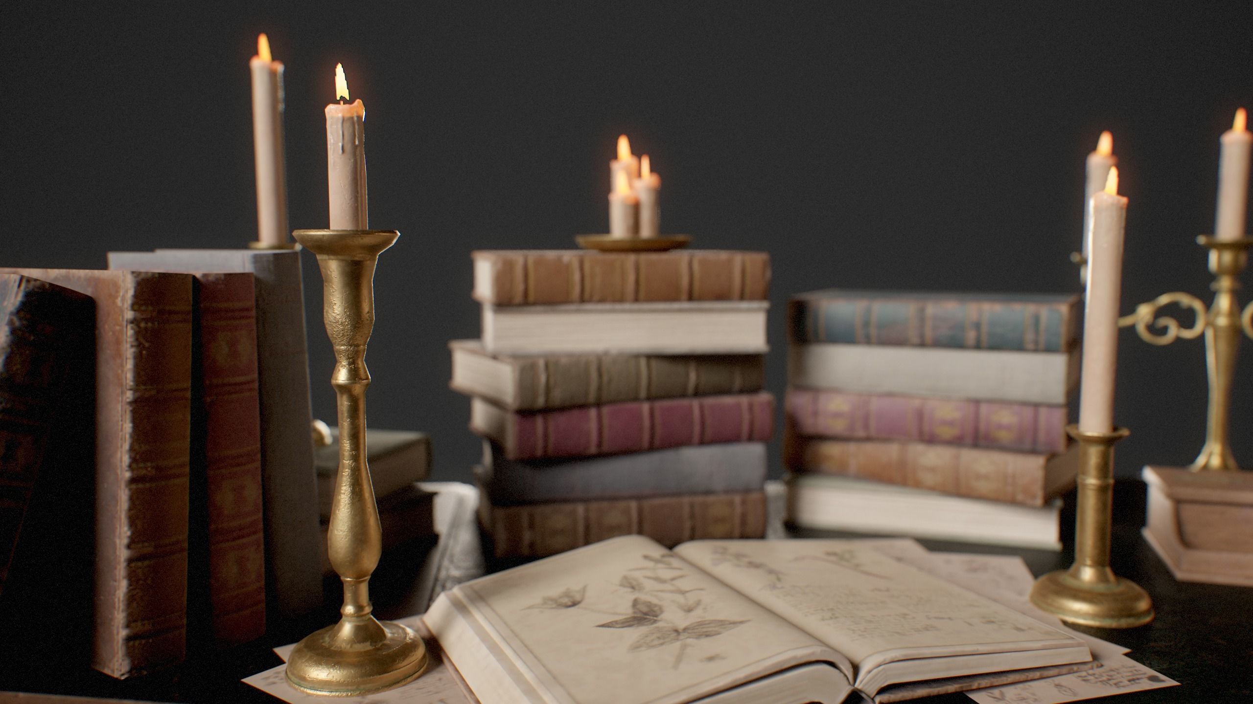 Candle Holder and Chandelier Pack - PBR Game Ready Low-poly 3D model_8