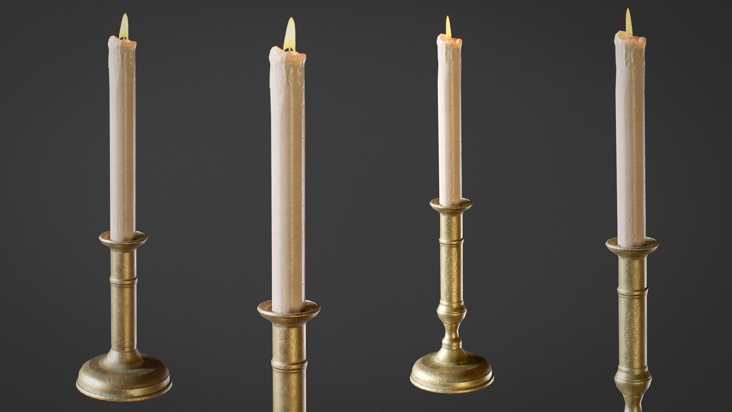 Candle Holder and Chandelier Pack - PBR Game Ready Low-poly 3D model_6