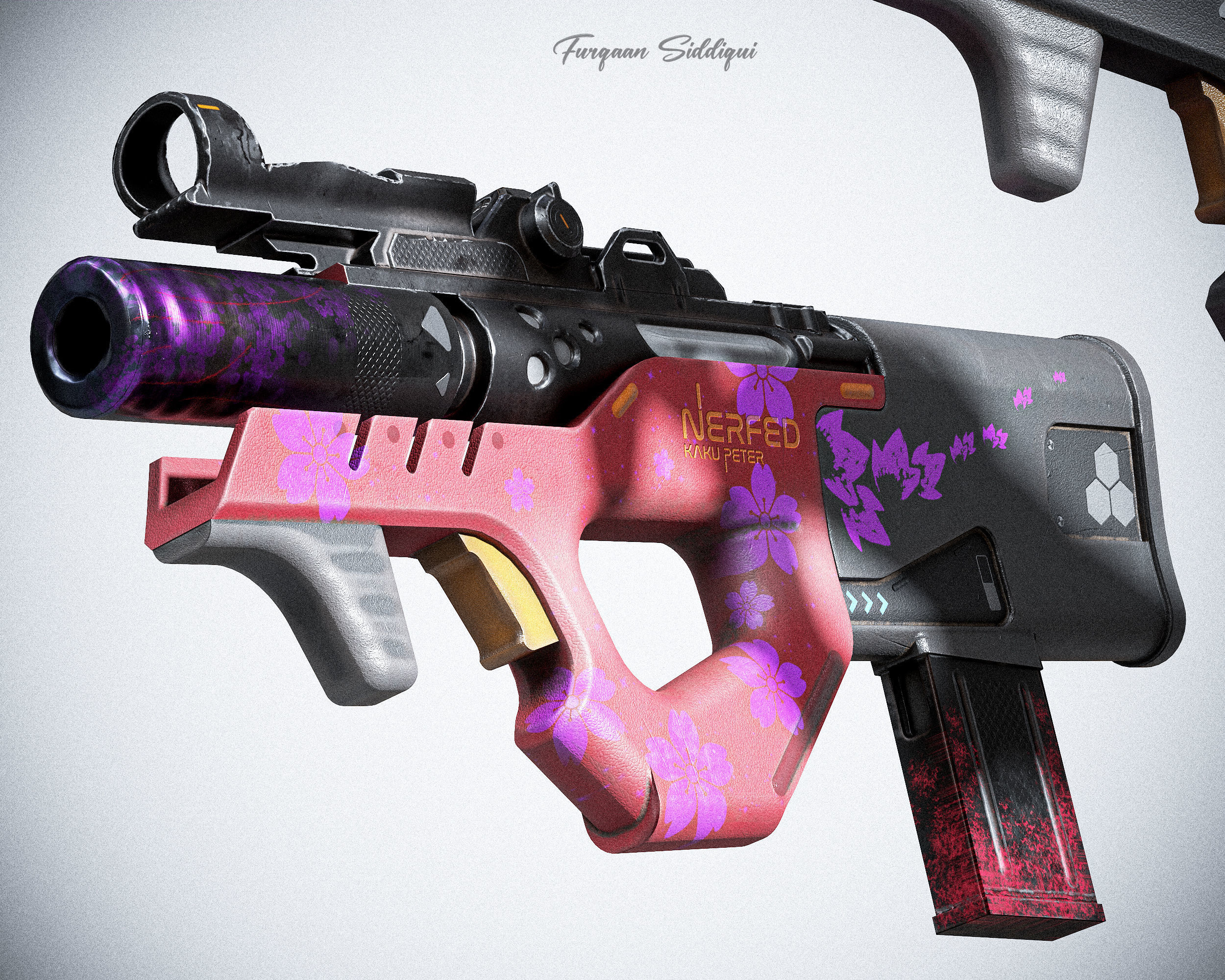 Sci-fi SMG Nerfed Kaku Peter Edition Low-poly 3D model_3
