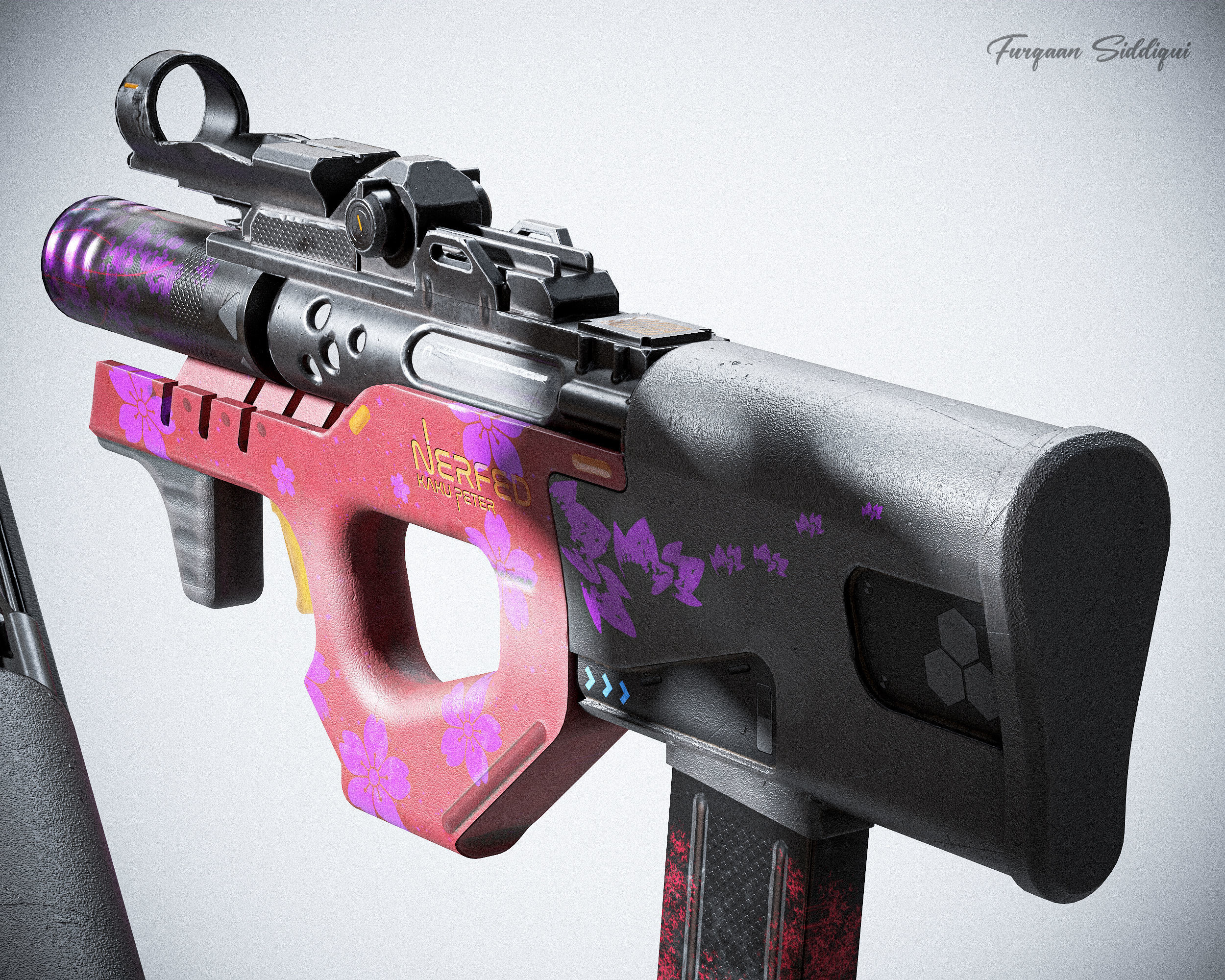 Sci-fi SMG Nerfed Kaku Peter Edition Low-poly 3D model_9