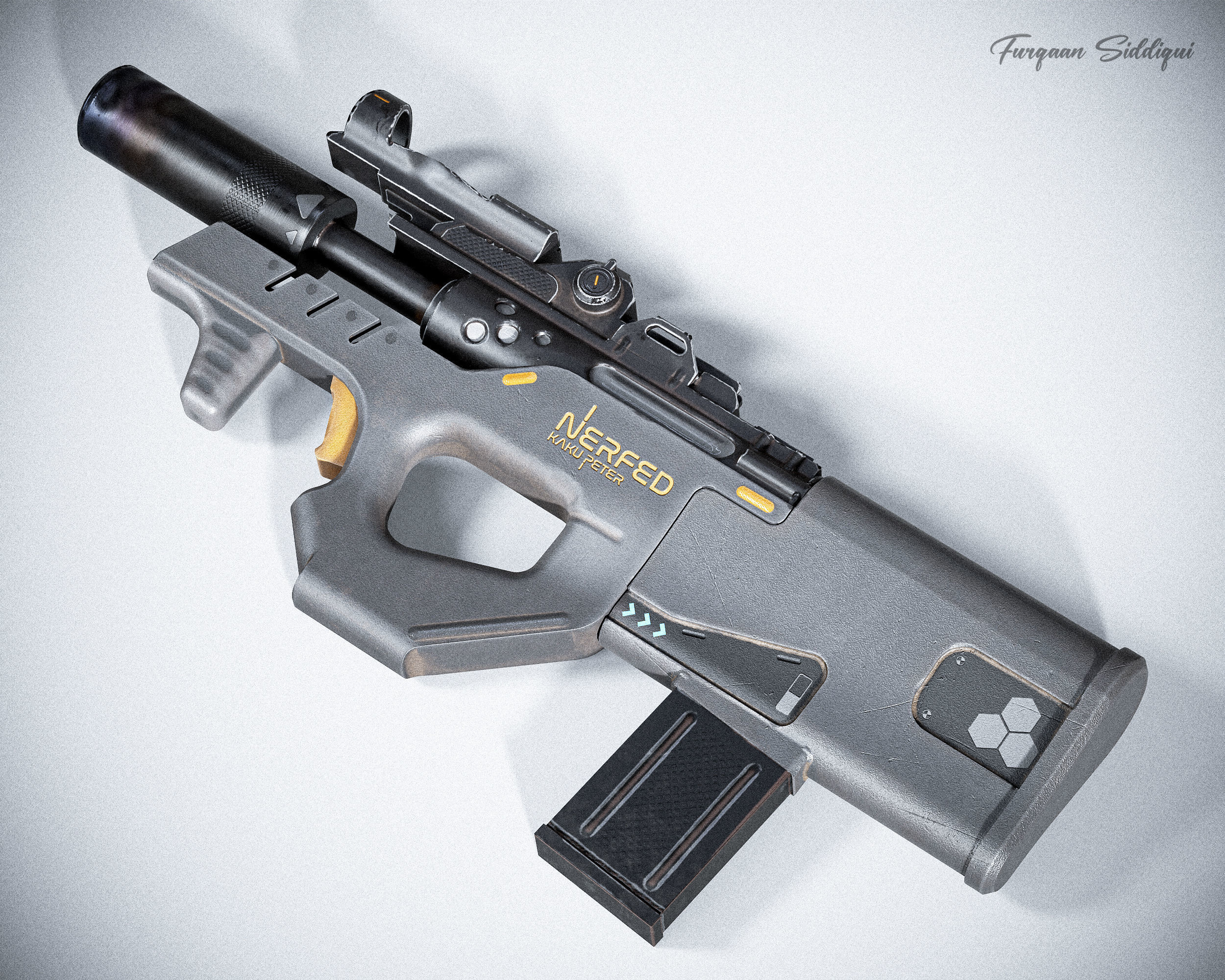 Sci-fi SMG Nerfed Kaku Peter Edition Low-poly 3D model_13