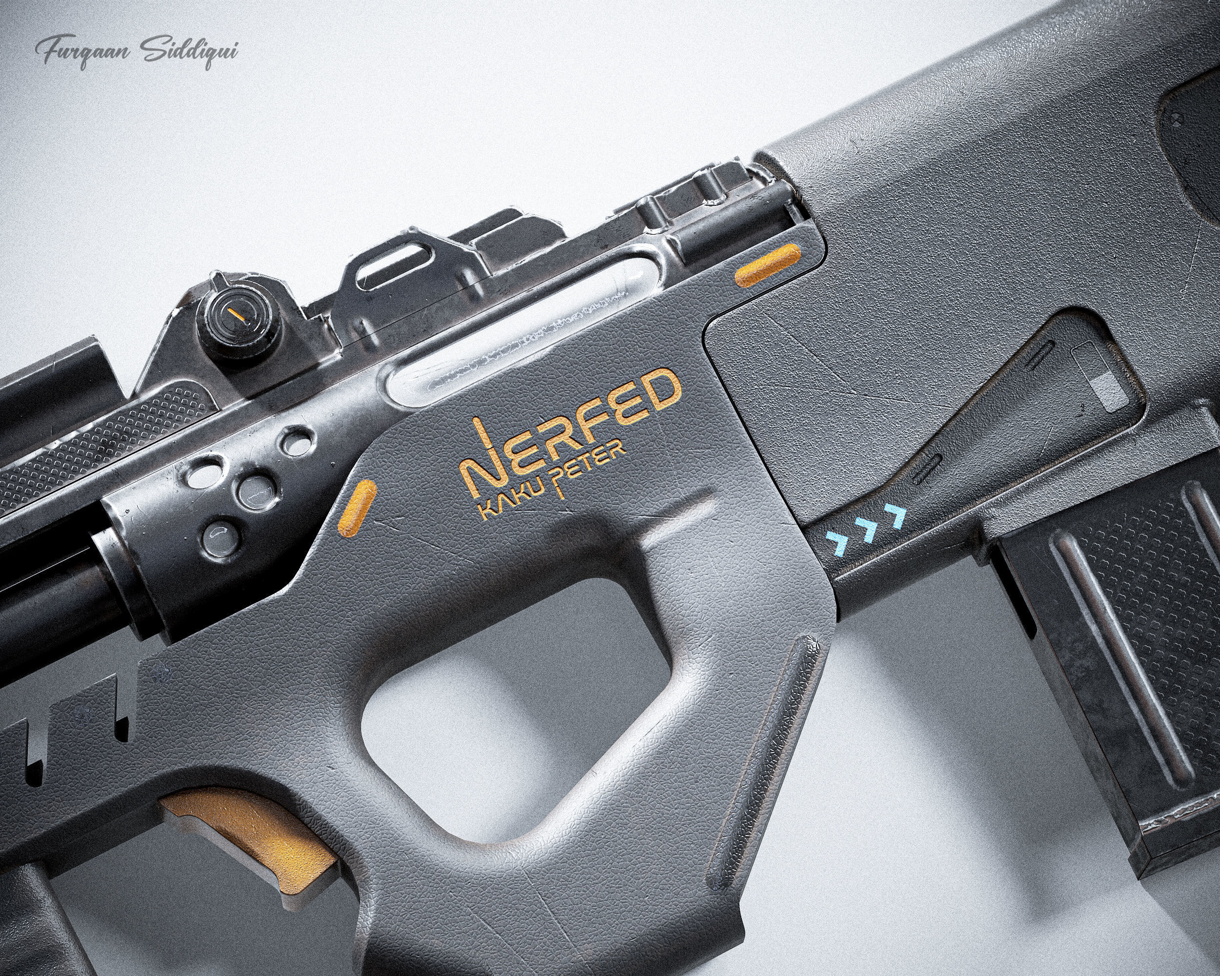 Sci-fi SMG Nerfed Kaku Peter Edition Low-poly 3D model_16