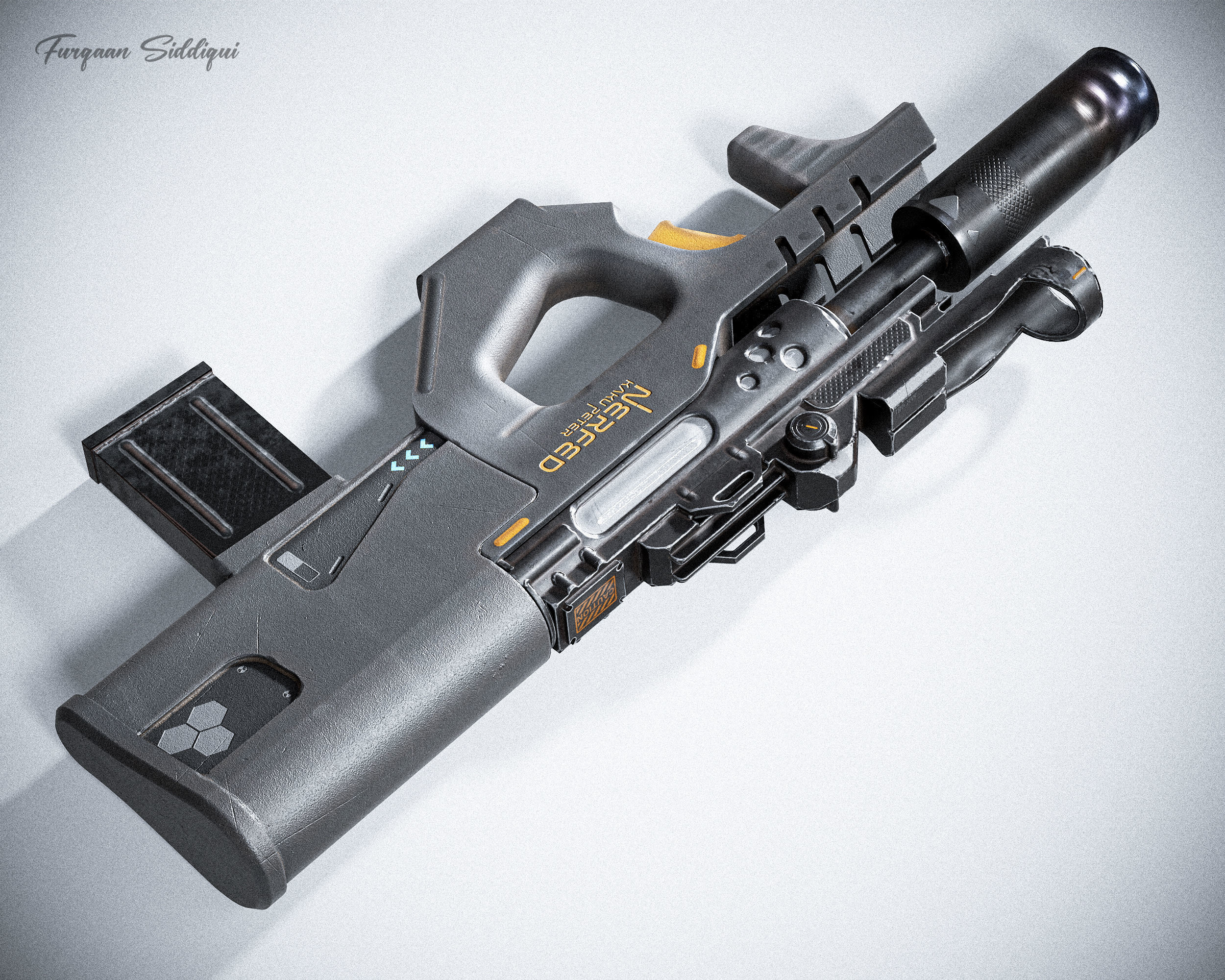 Sci-fi SMG Nerfed Kaku Peter Edition Low-poly 3D model_14