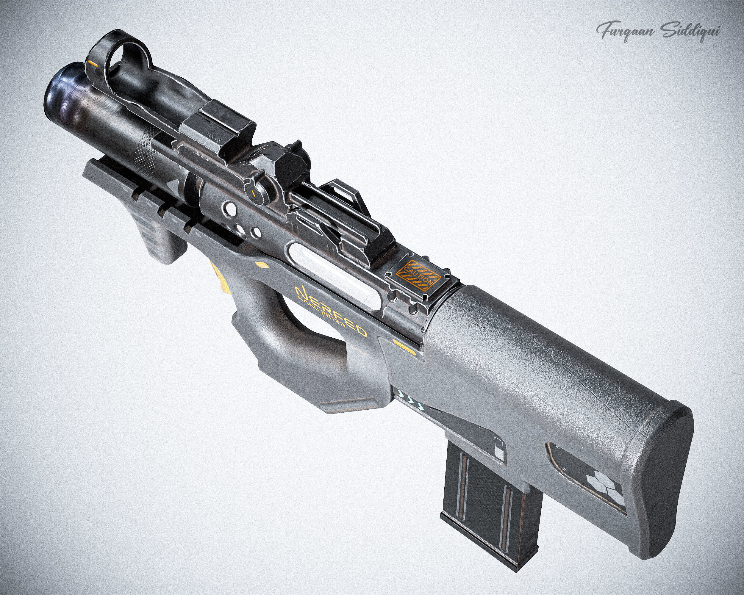 Sci-fi SMG Nerfed Kaku Peter Edition Low-poly 3D model_7