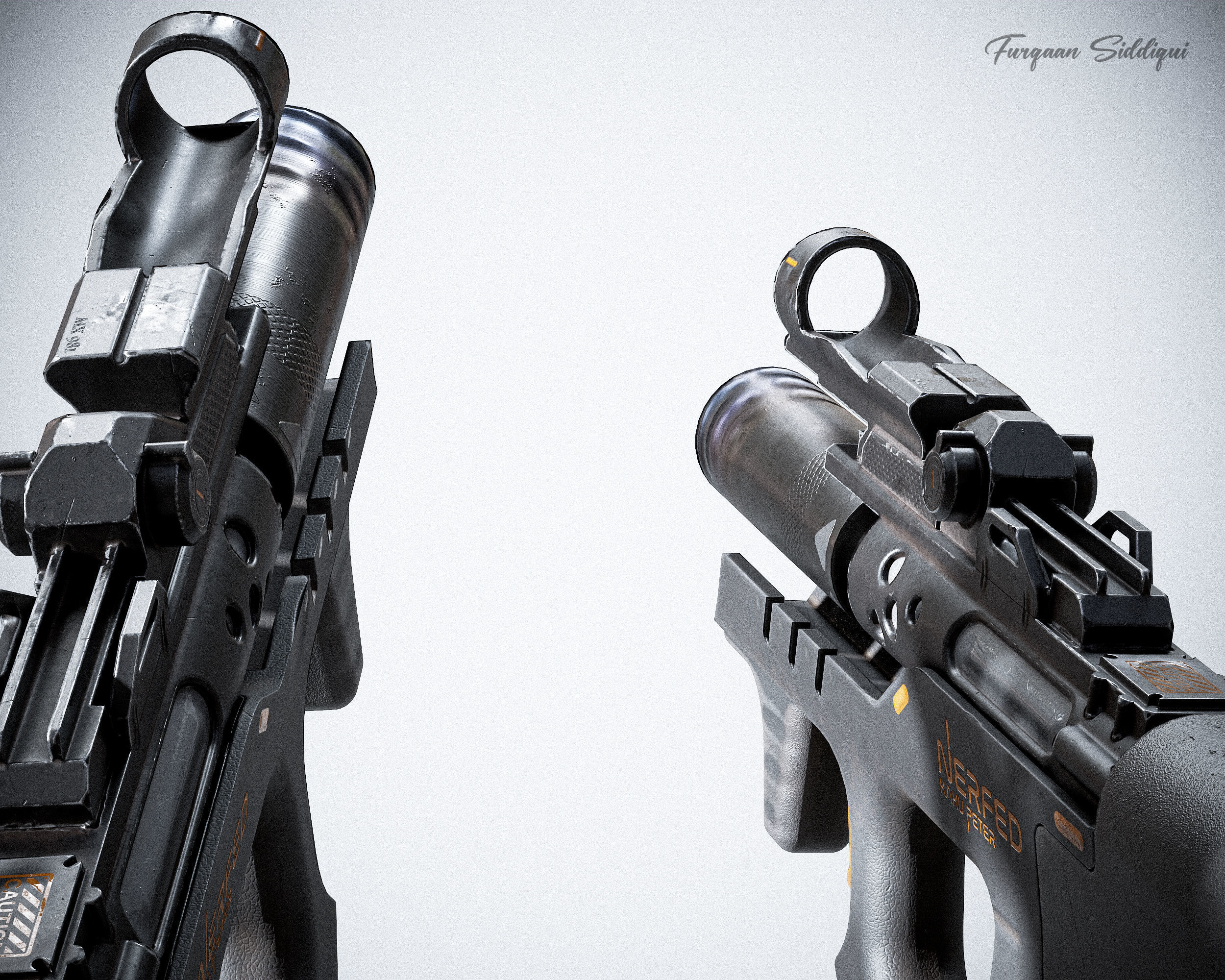 Sci-fi SMG Nerfed Kaku Peter Edition Low-poly 3D model_8