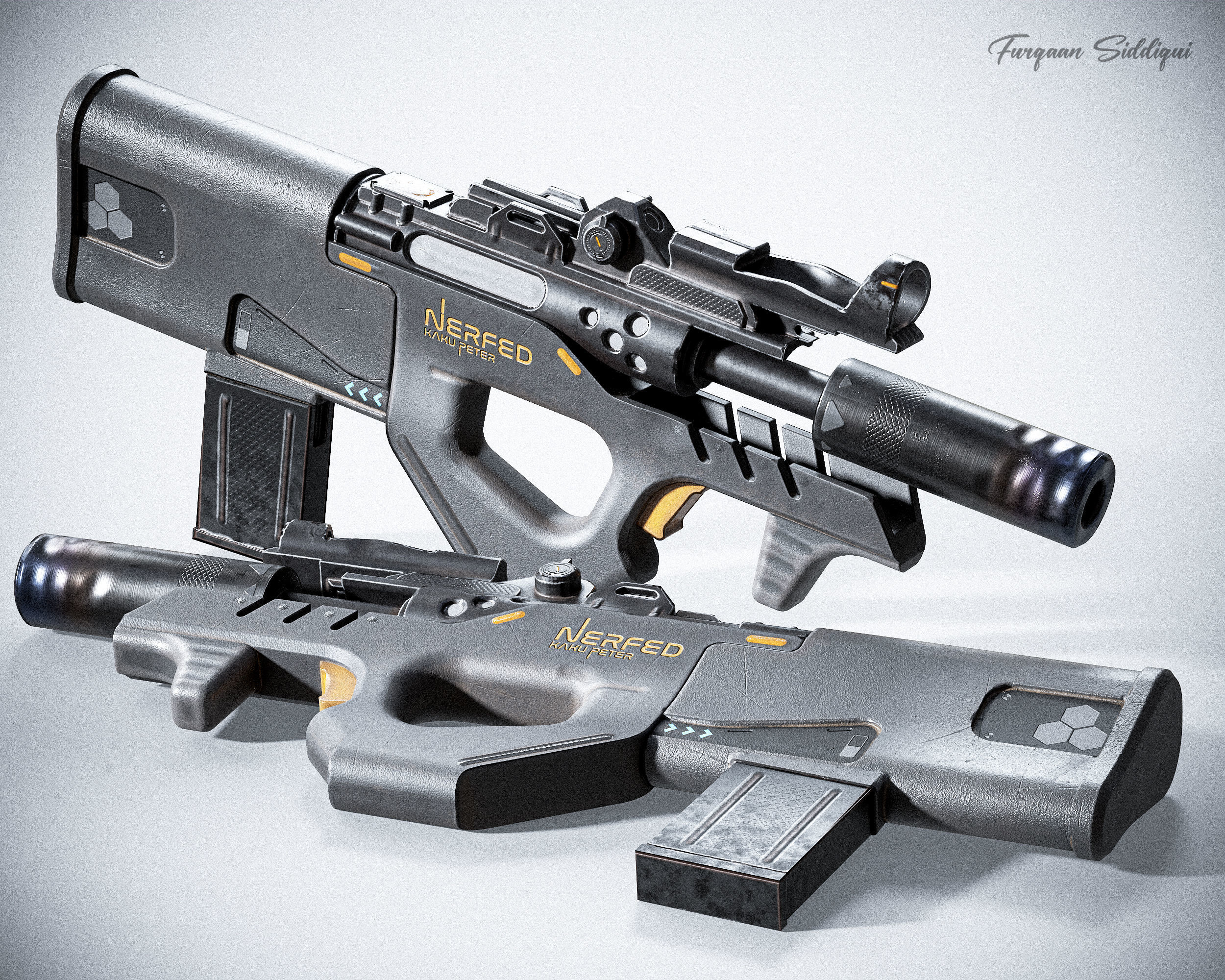 Sci-fi SMG Nerfed Kaku Peter Edition Low-poly 3D model_2