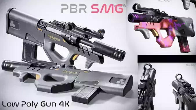 Sci-fi SMG Nerfed Kaku Peter Edition Low-poly 3D model