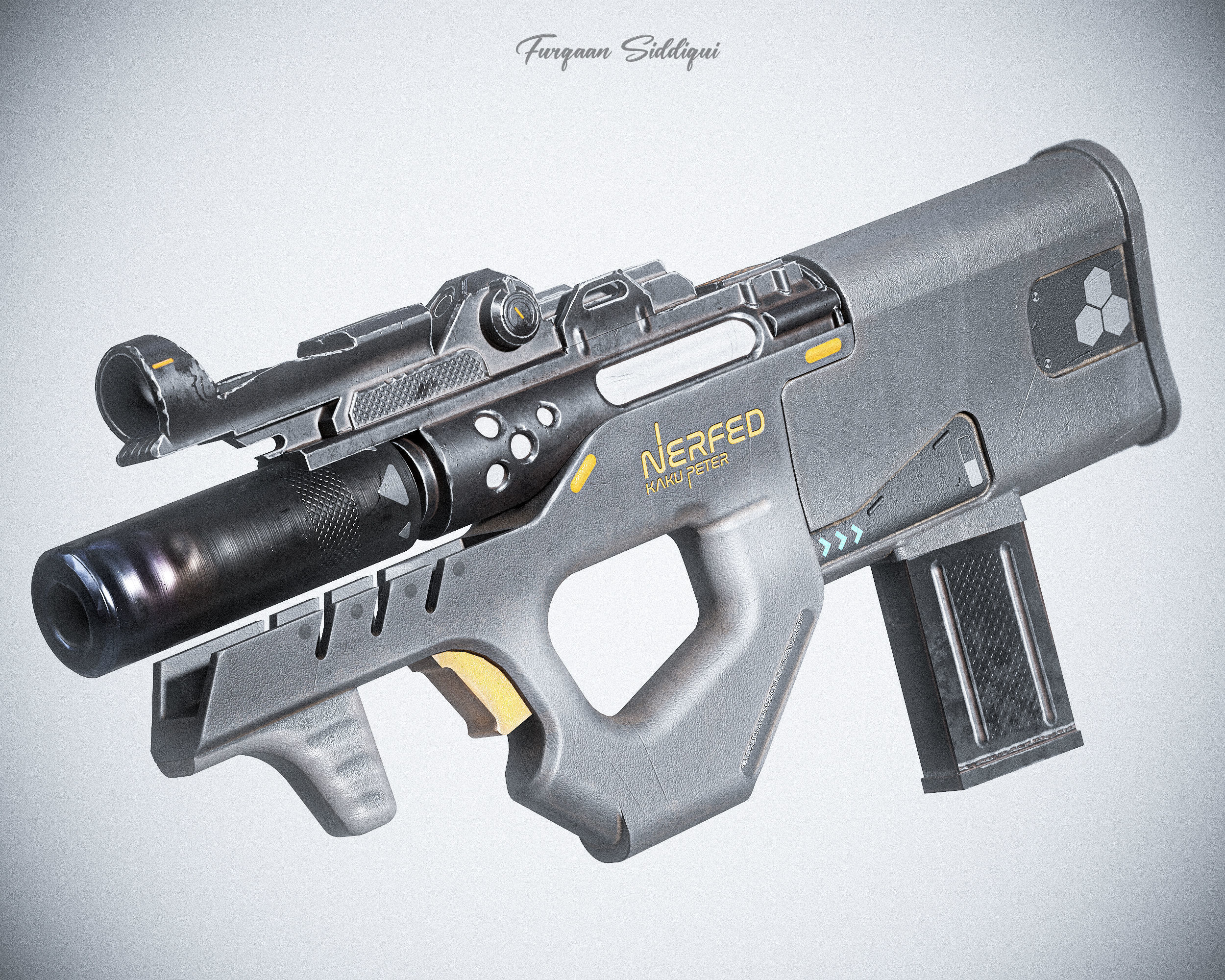 Sci-fi SMG Nerfed Kaku Peter Edition Low-poly 3D model_11
