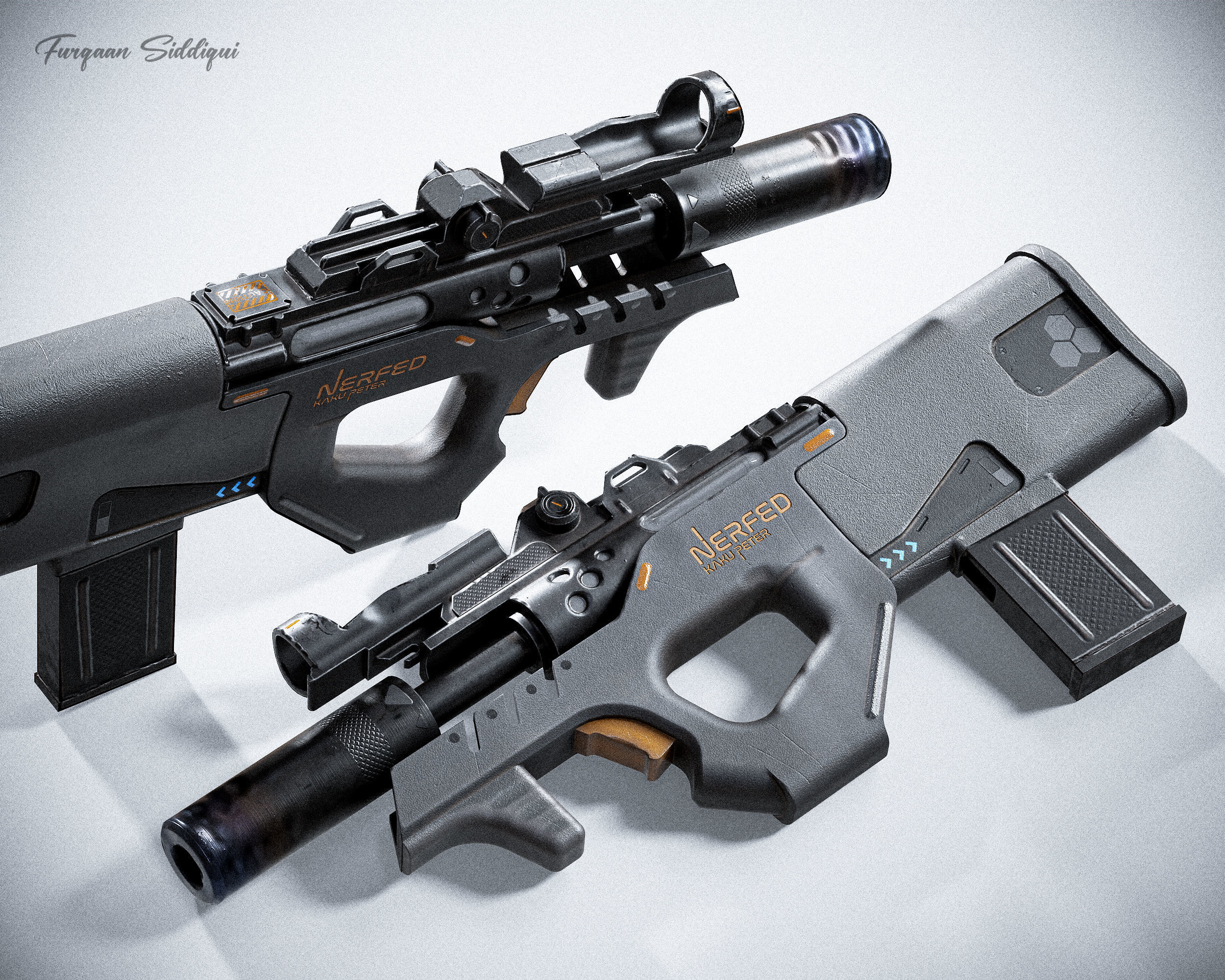 Sci-fi SMG Nerfed Kaku Peter Edition Low-poly 3D model_17