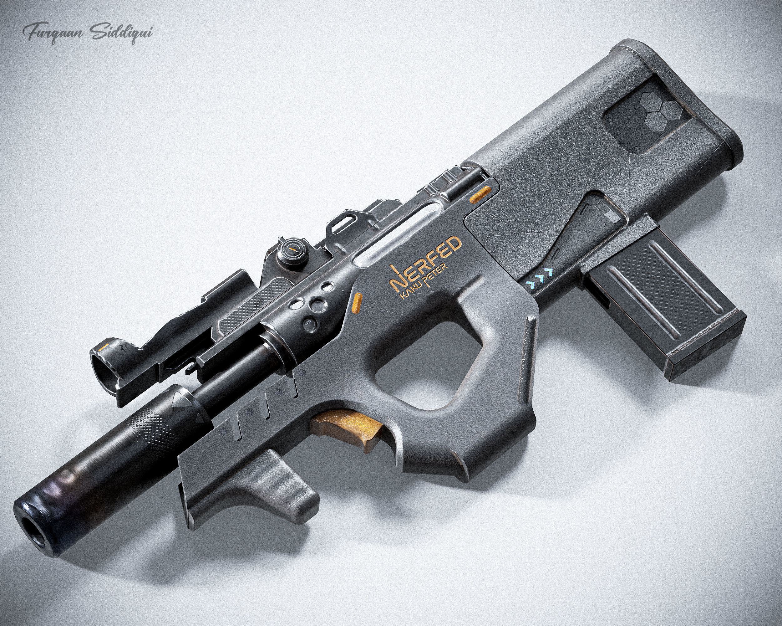 Sci-fi SMG Nerfed Kaku Peter Edition Low-poly 3D model_4