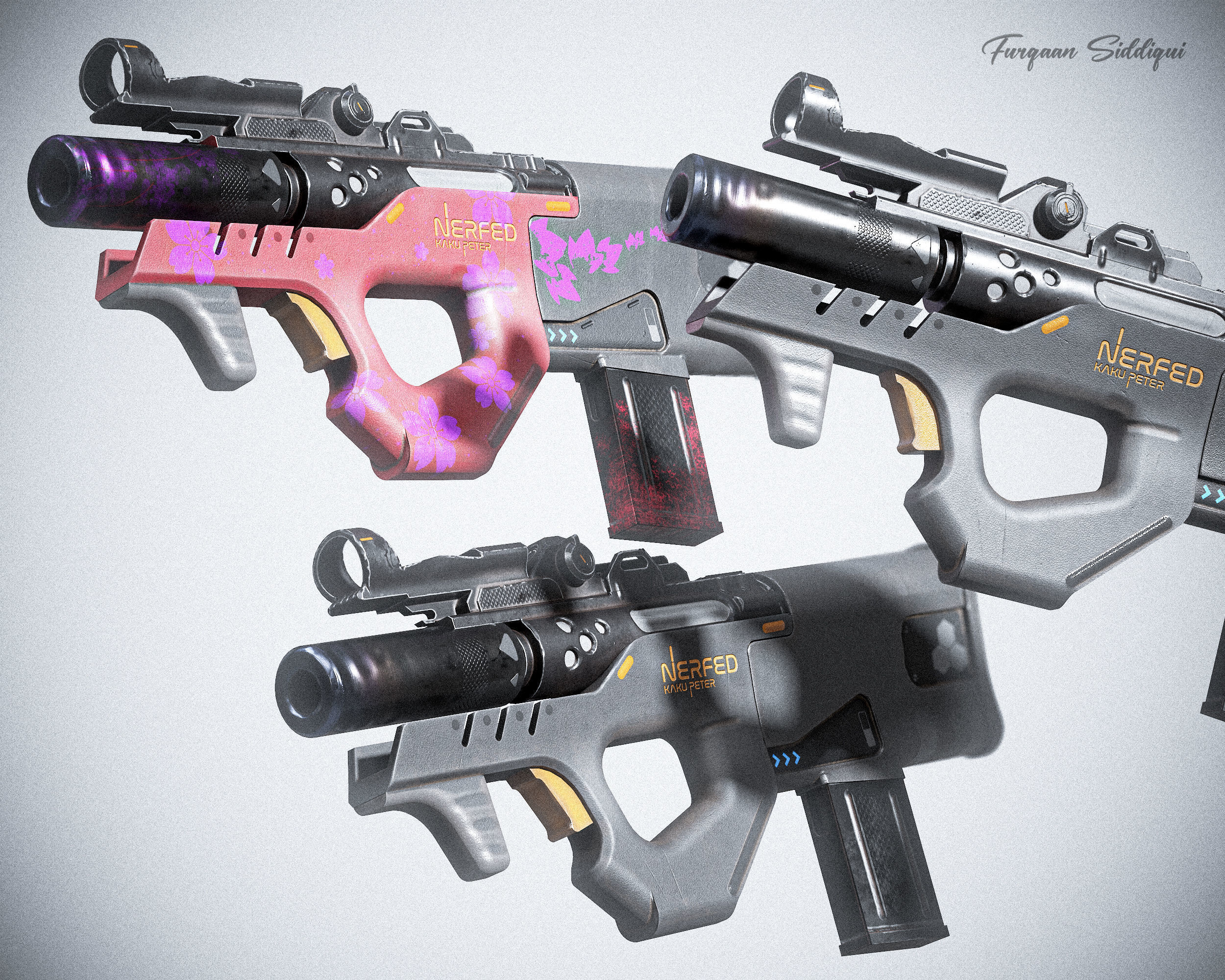 Sci-fi SMG Nerfed Kaku Peter Edition Low-poly 3D model_10