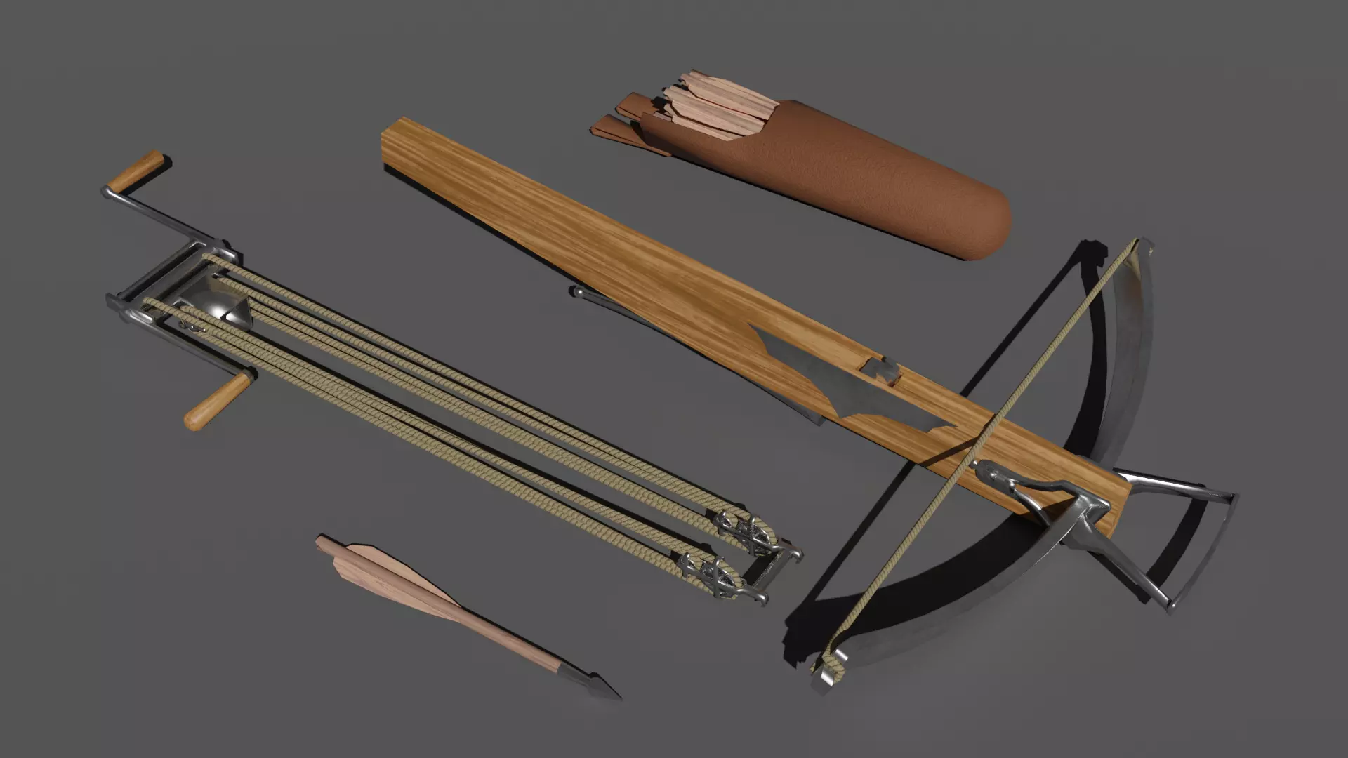Siege Crossbow Low-poly 3D model_0