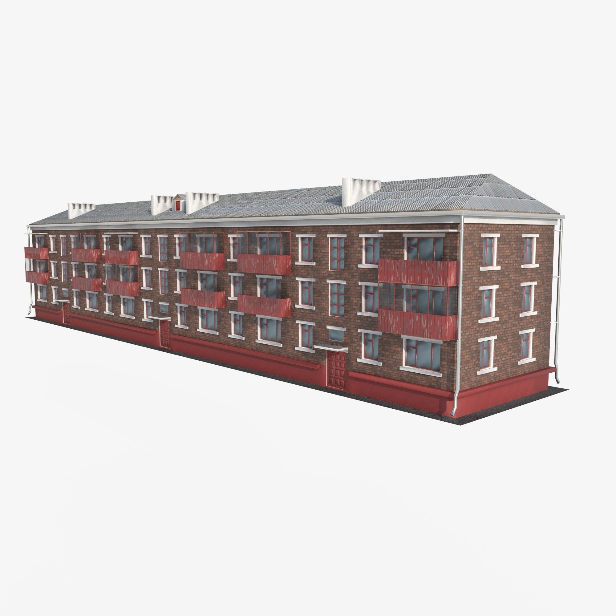 house red brick Low-poly 3D model_1