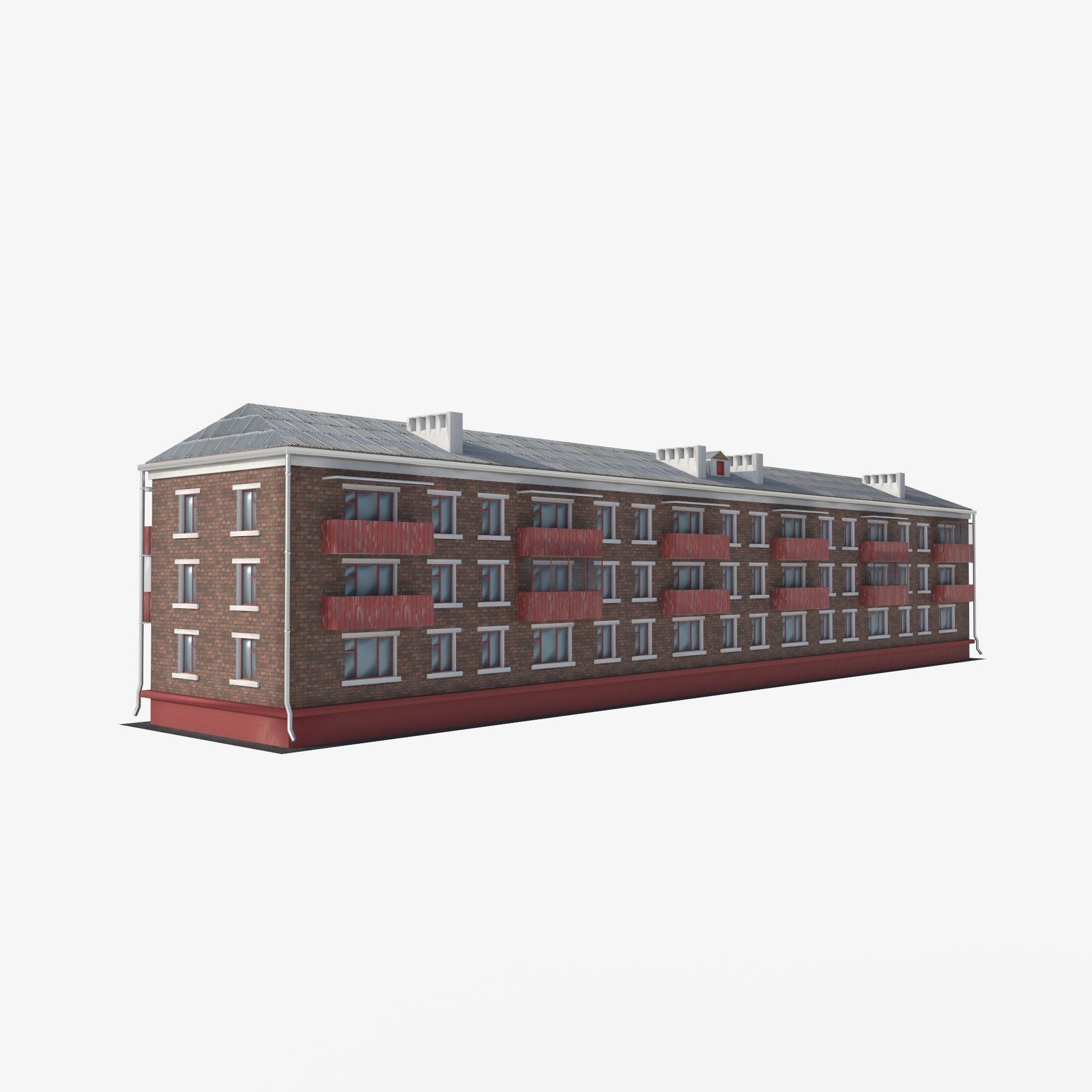 house red brick Low-poly 3D model_6