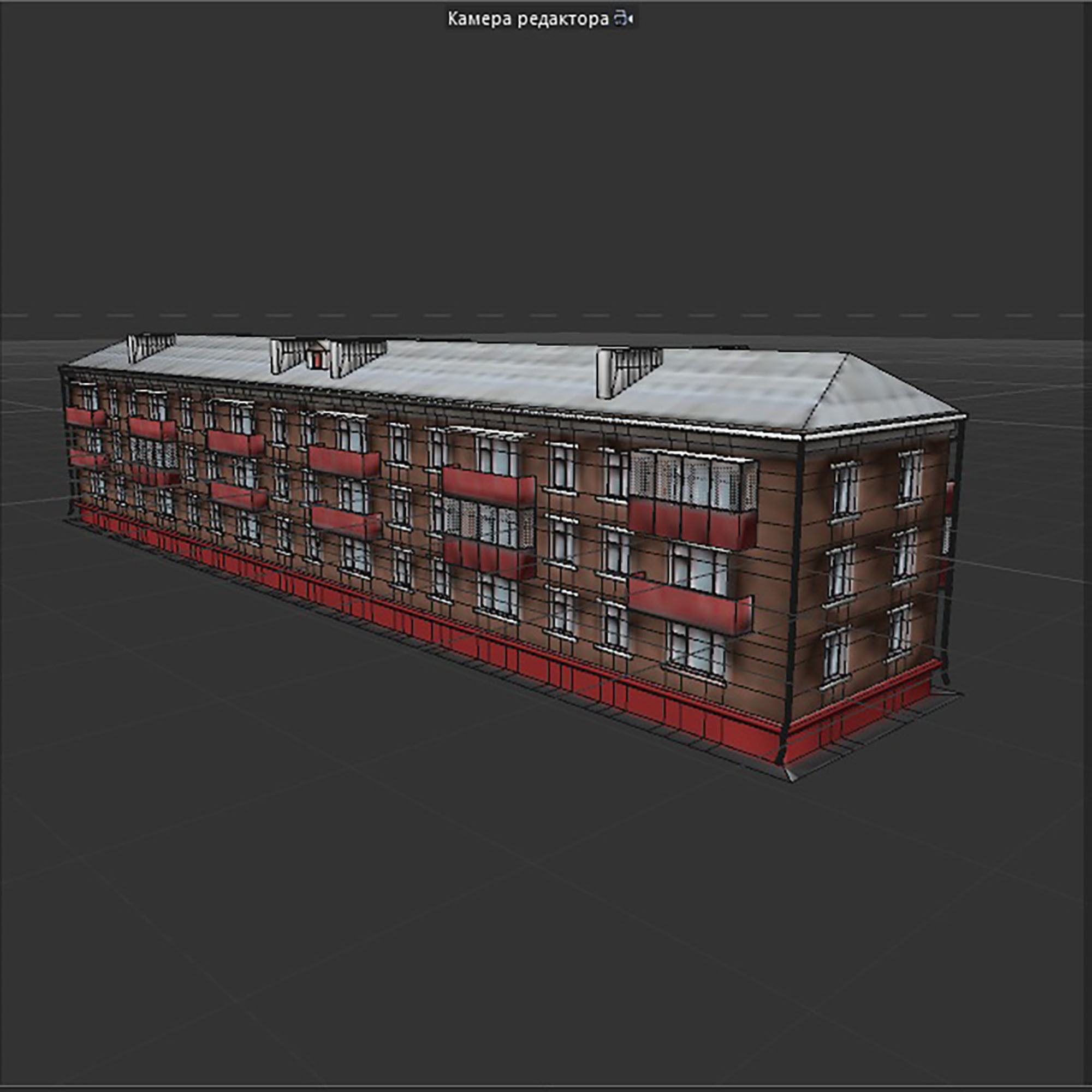house red brick Low-poly 3D model_9