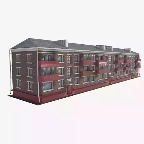 house red brick Low-poly 3D model