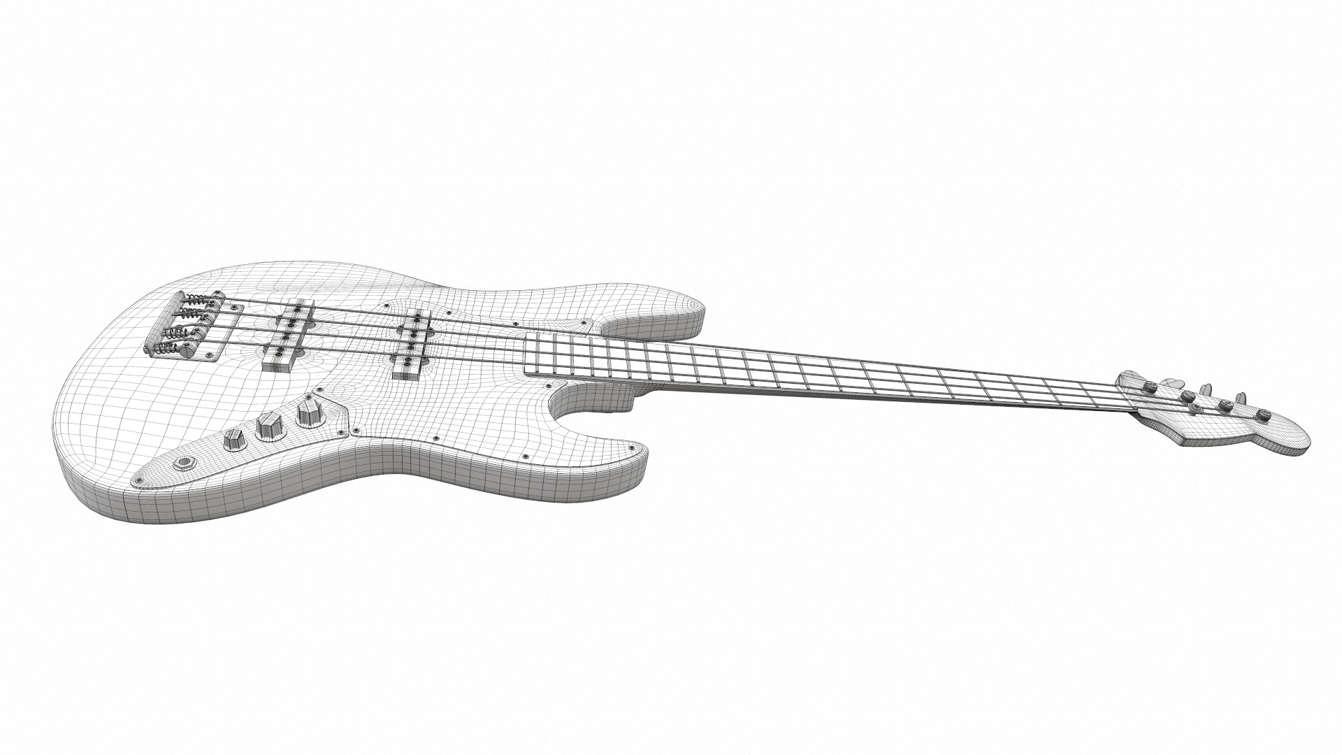 Electric bass guitar with strap and stand 1 3D model_33