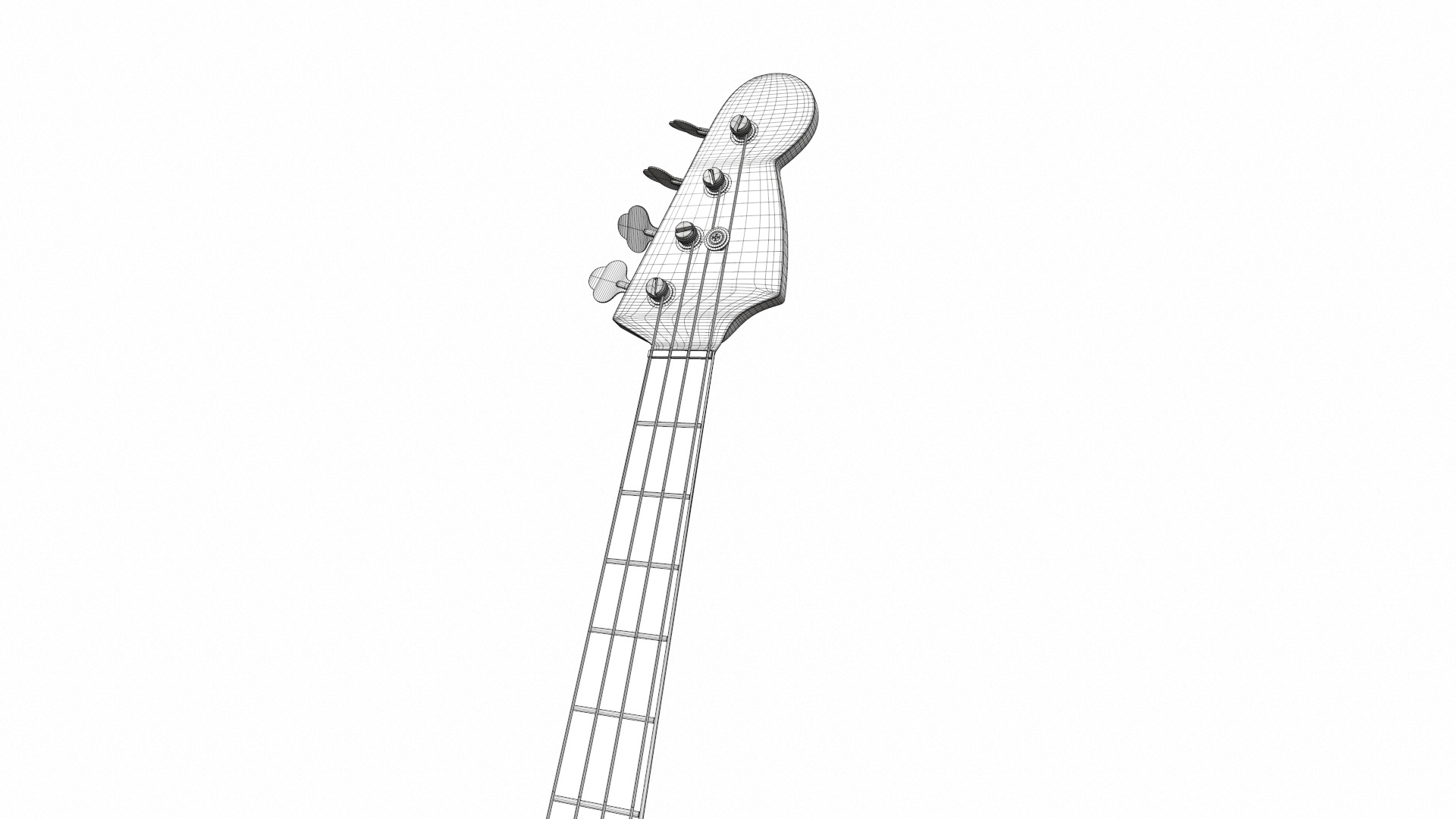 Electric bass guitar with strap and stand 1 3D model_29