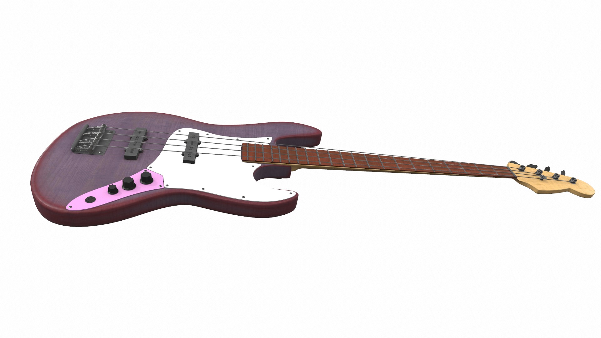 Electric bass guitar with strap and stand 1 3D model_12