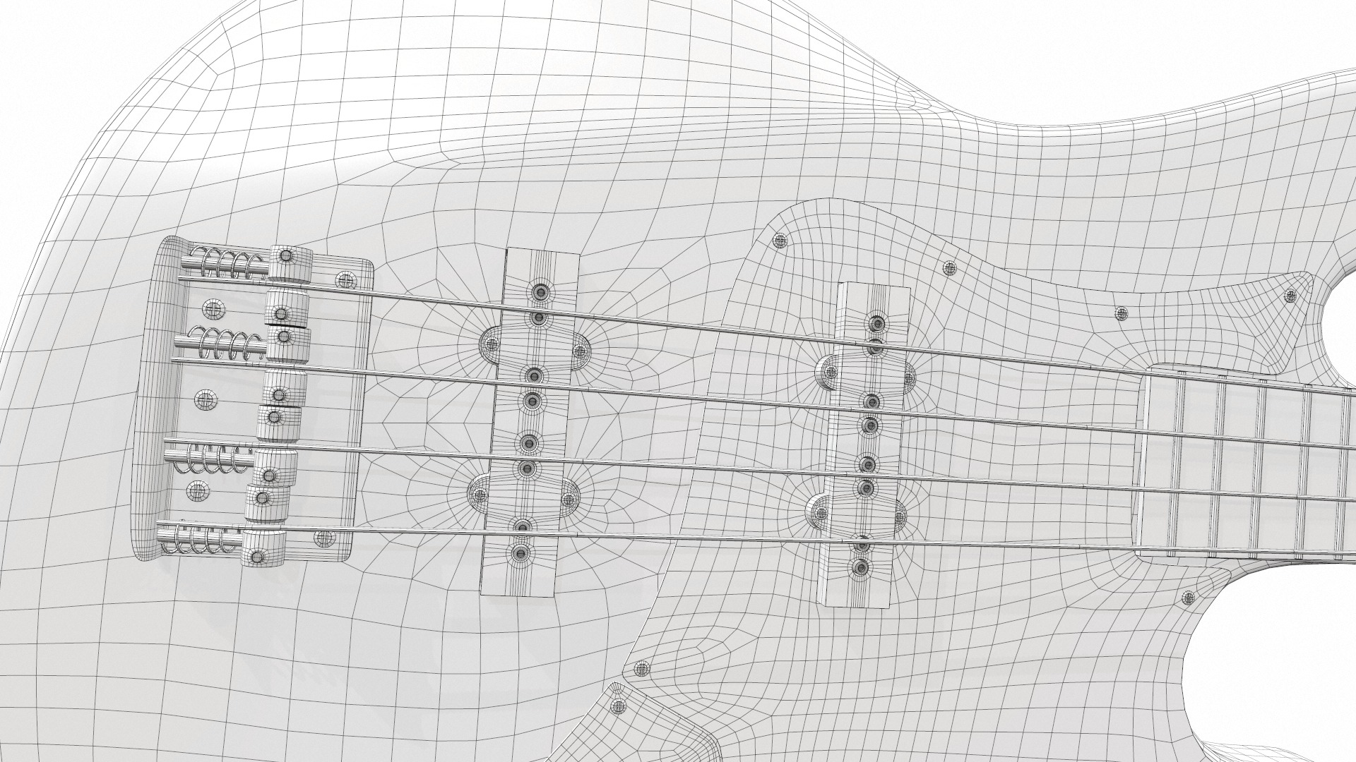 Electric bass guitar with strap and stand 1 3D model_36