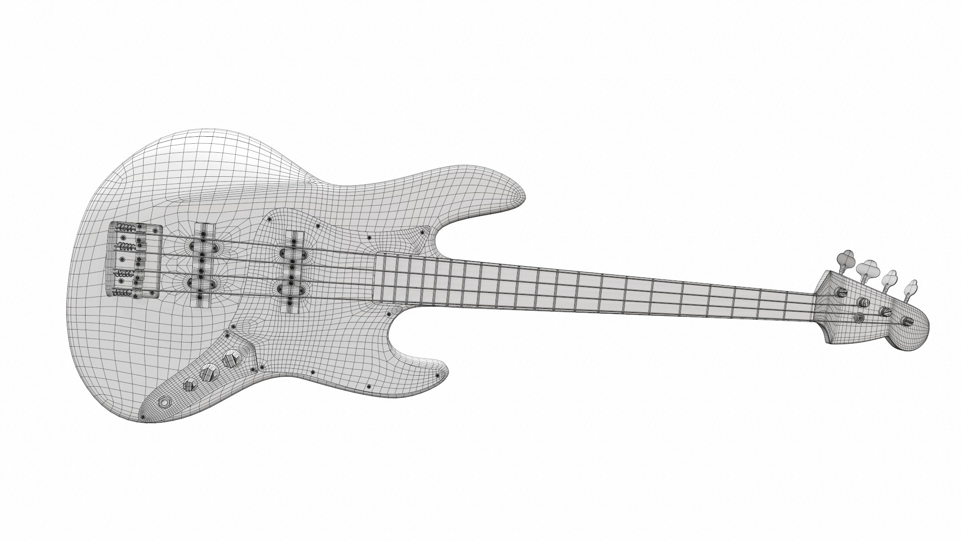 Electric bass guitar with strap and stand 1 3D model_32