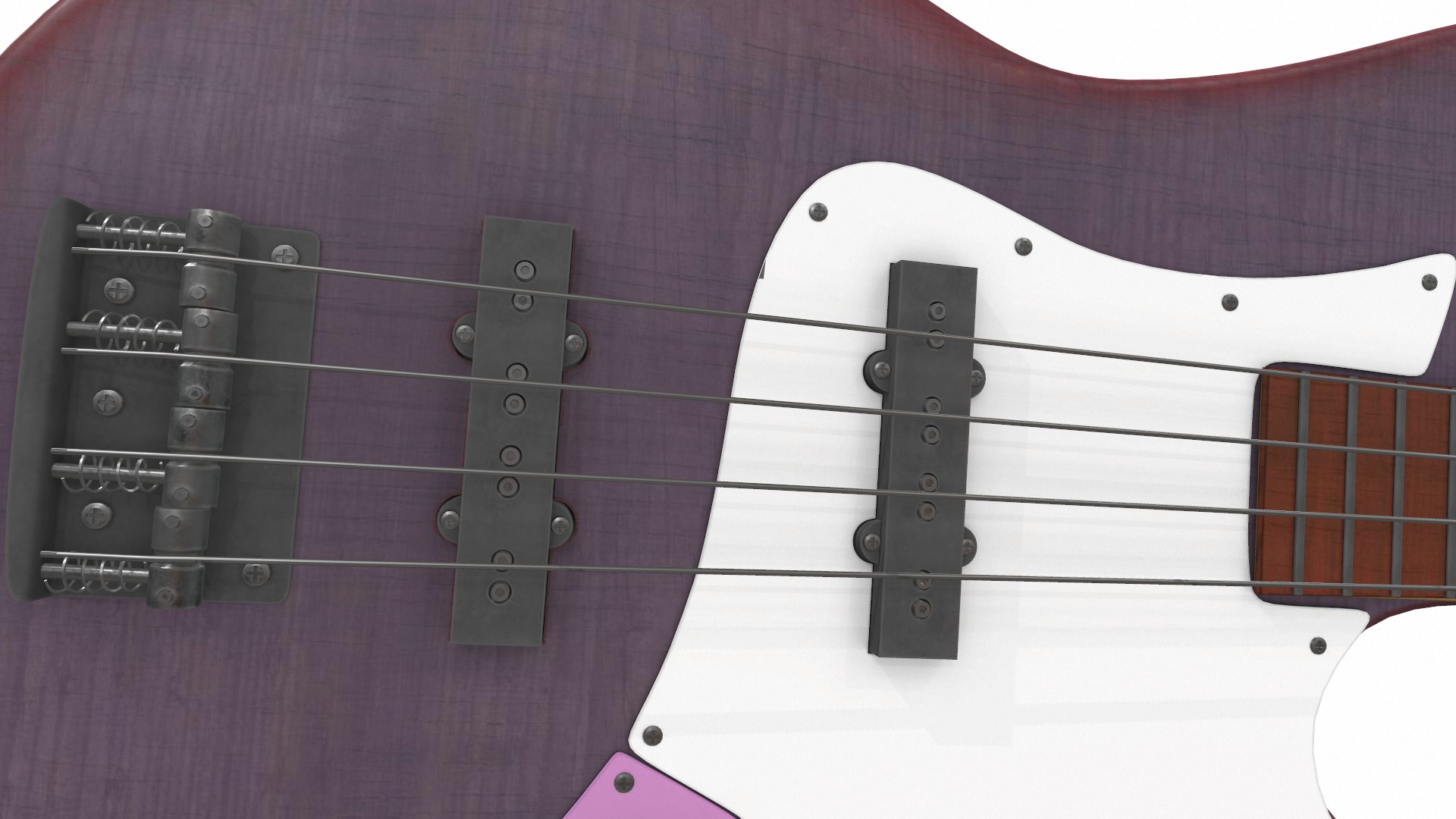 Electric bass guitar with strap and stand 1 3D model_15