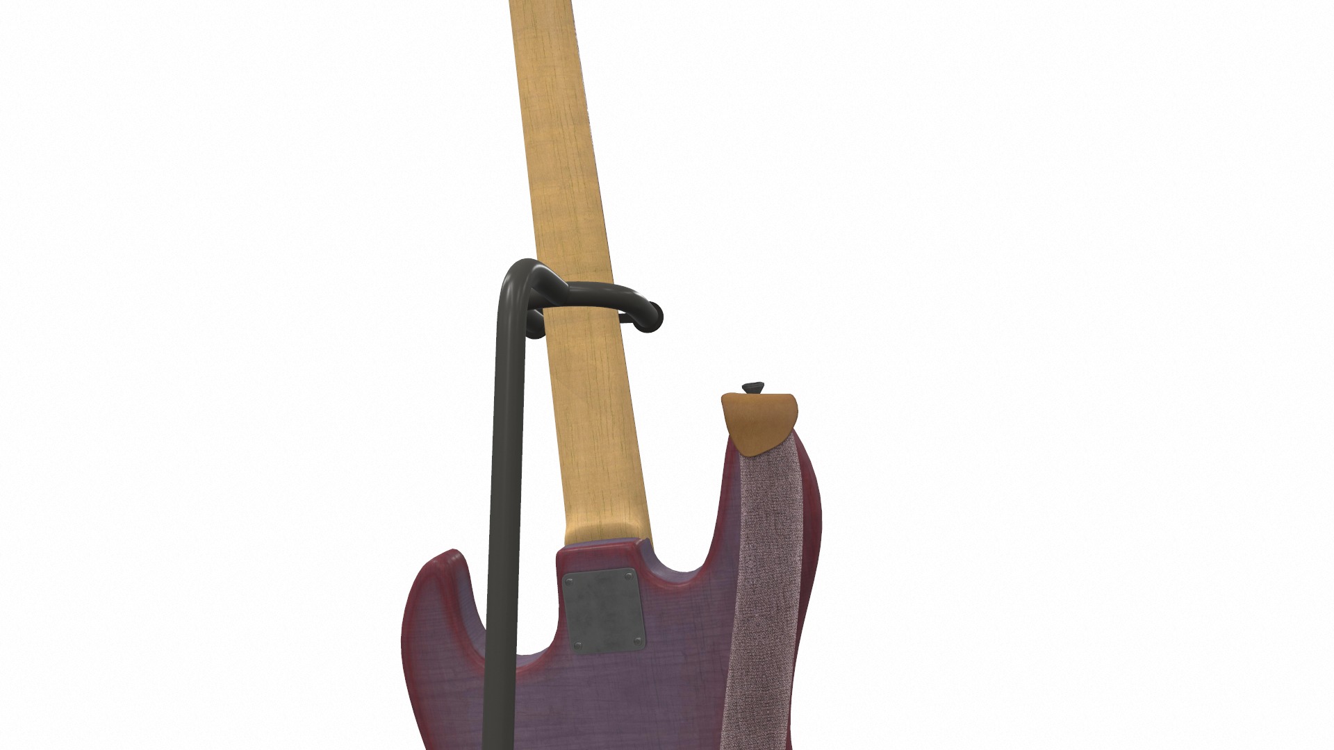 Electric bass guitar with strap and stand 1 3D model_9