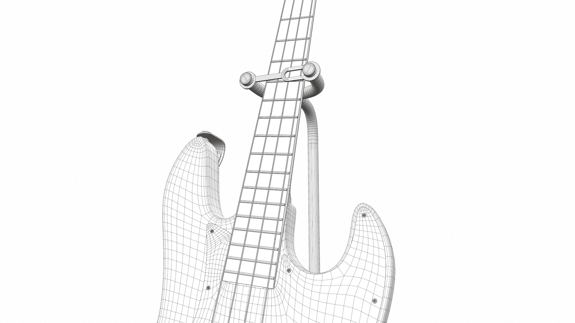 Electric bass guitar with strap and stand 1 3D model_28
