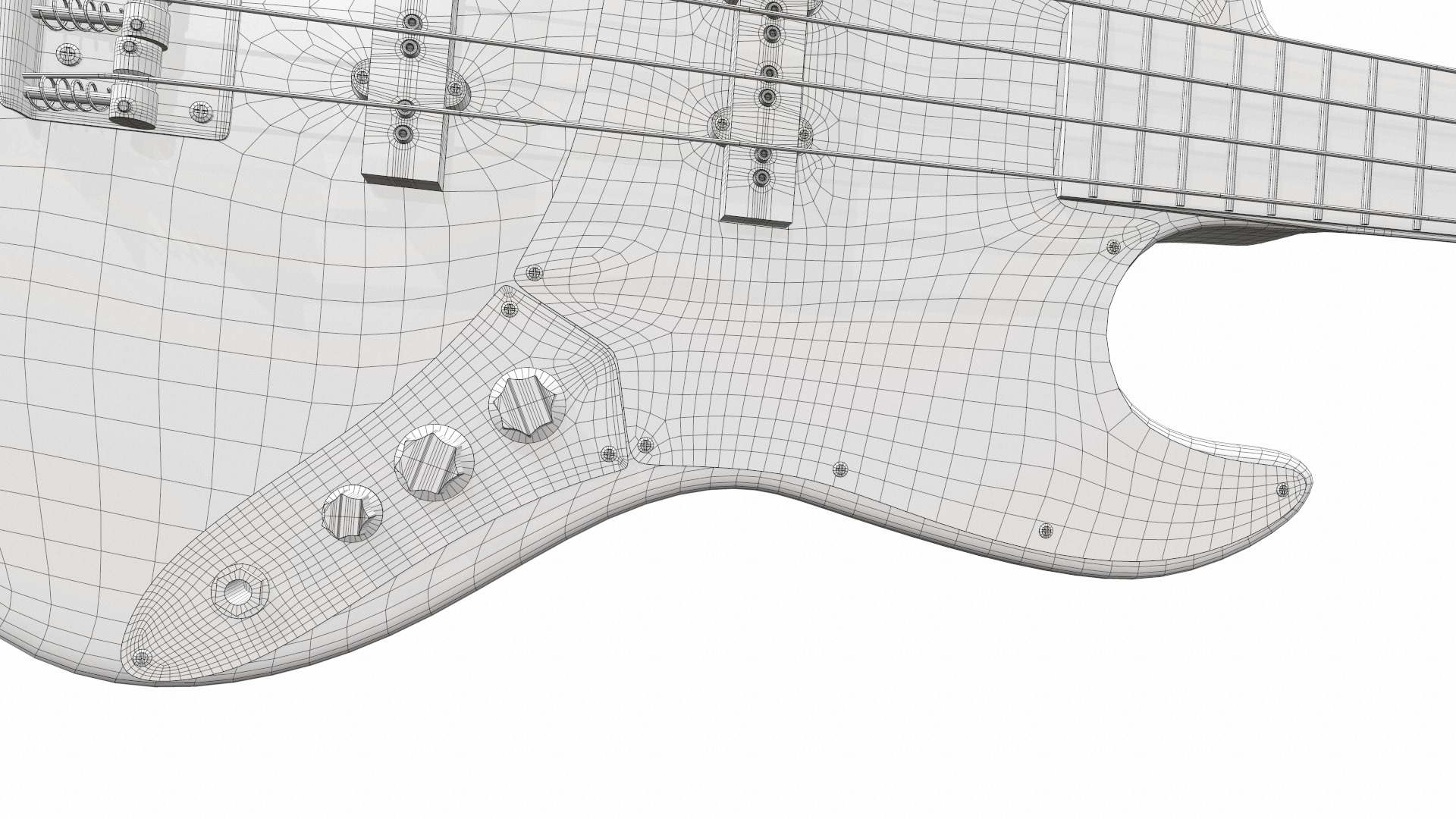 Electric bass guitar with strap and stand 1 3D model_37