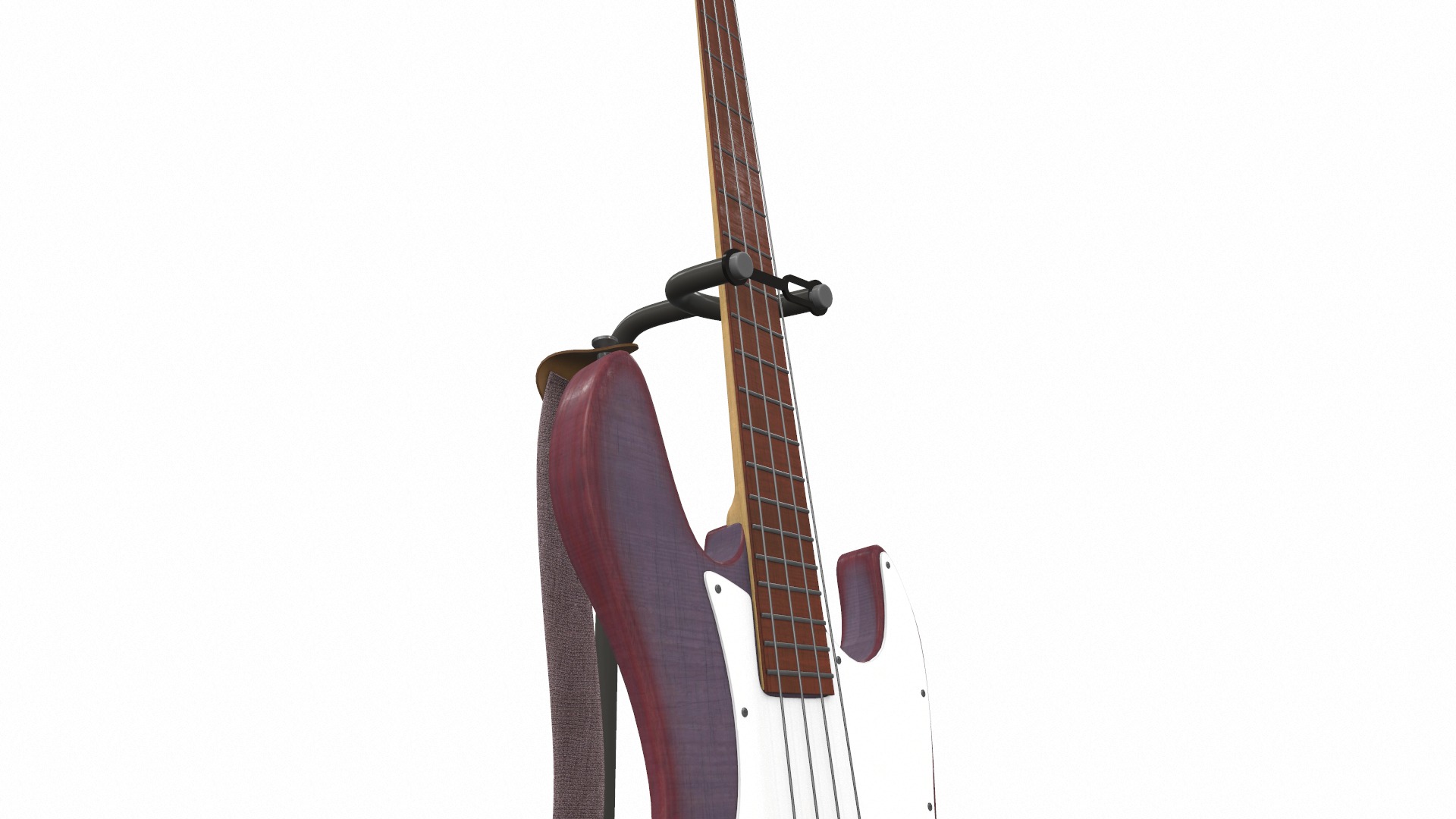 Electric bass guitar with strap and stand 1 3D model_7