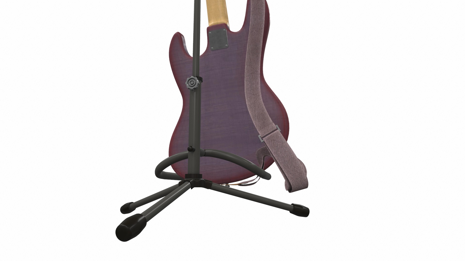 Electric bass guitar with strap and stand 1 3D model_8