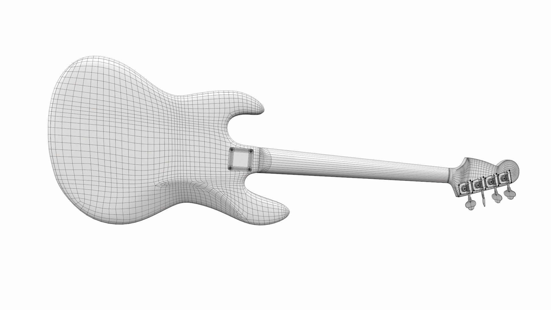 Electric bass guitar with strap and stand 1 3D model_34