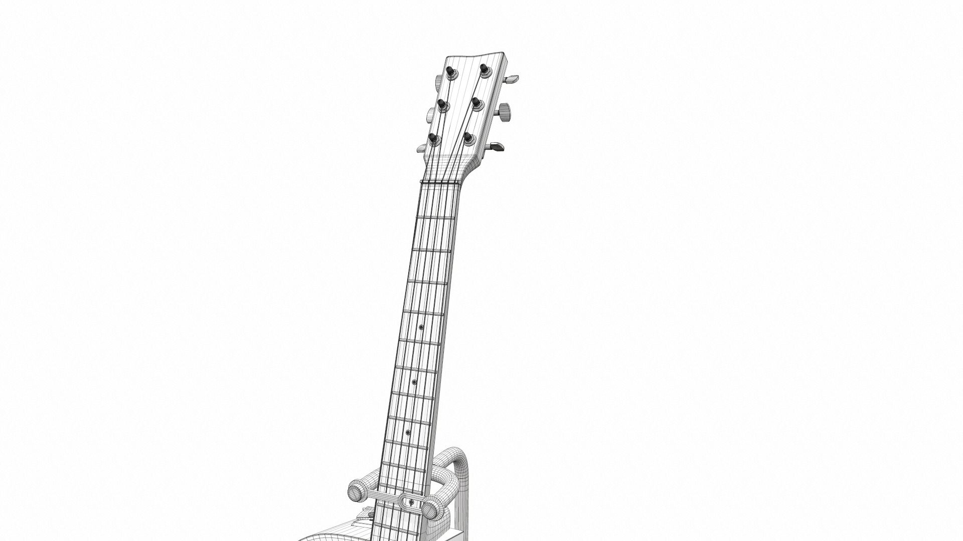 Acoustic bass guitar with strap and stand 3D model_31