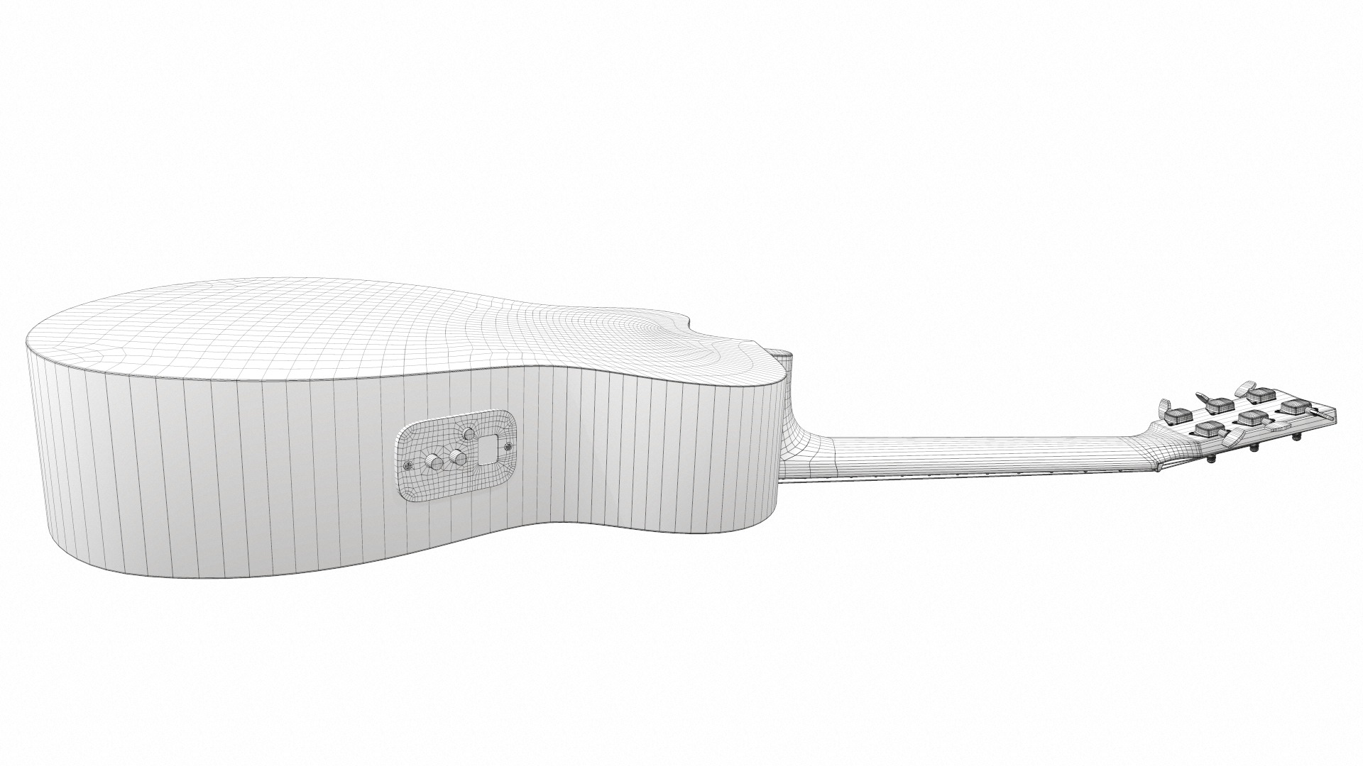 Acoustic bass guitar with strap and stand 3D model_36