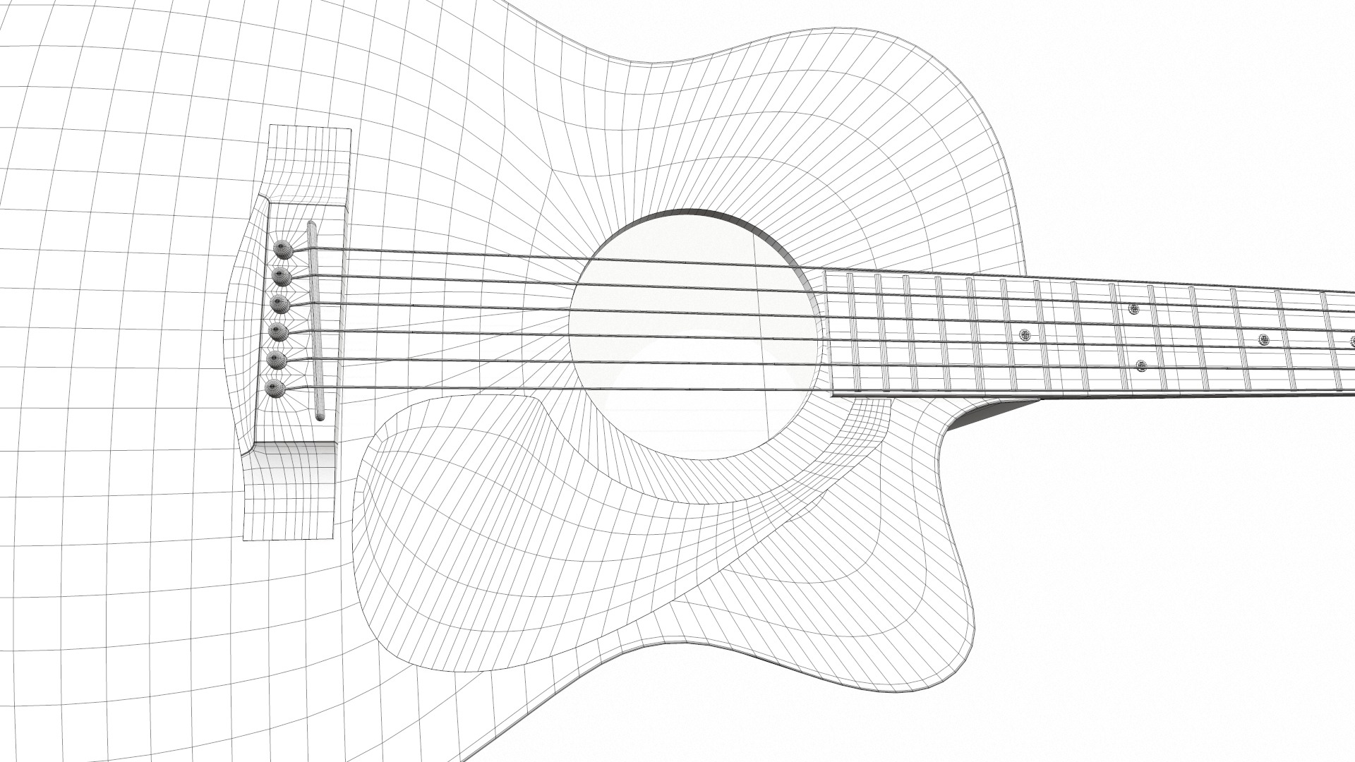 Acoustic bass guitar with strap and stand 3D model_38