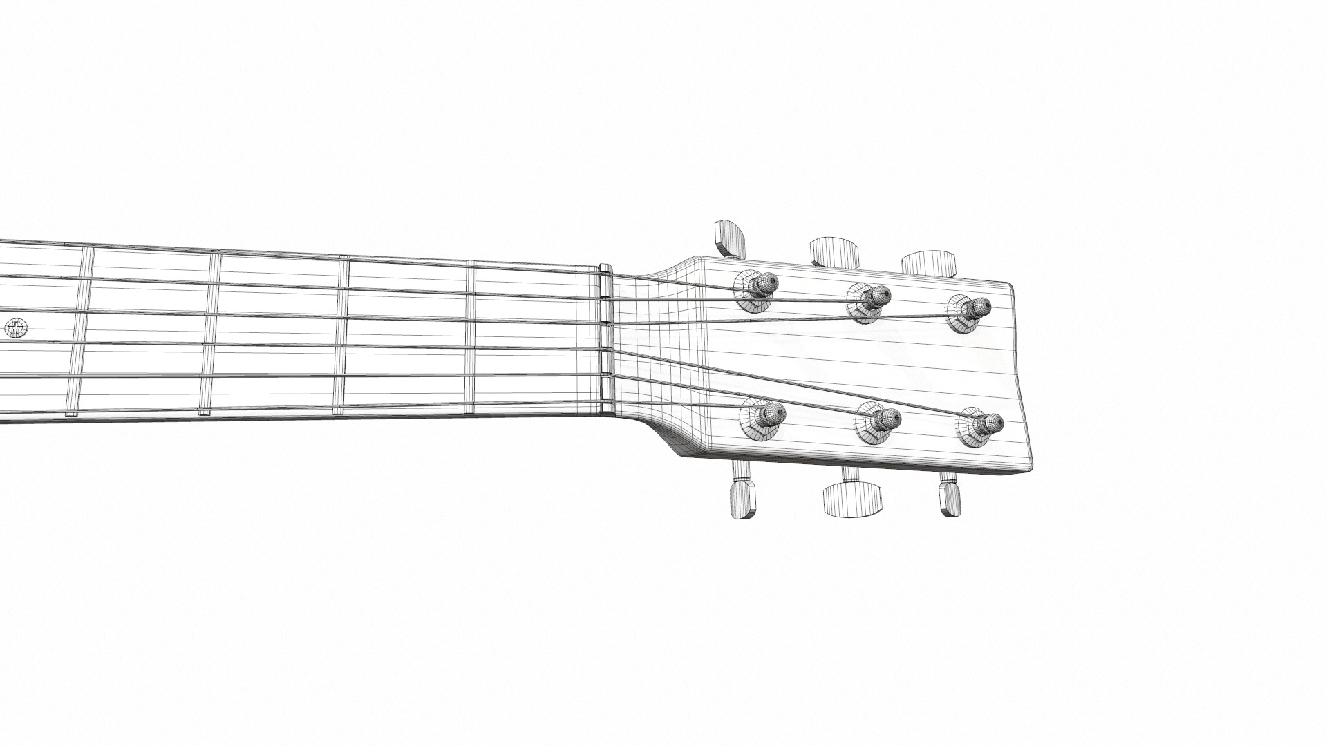 Acoustic bass guitar with strap and stand 3D model_39