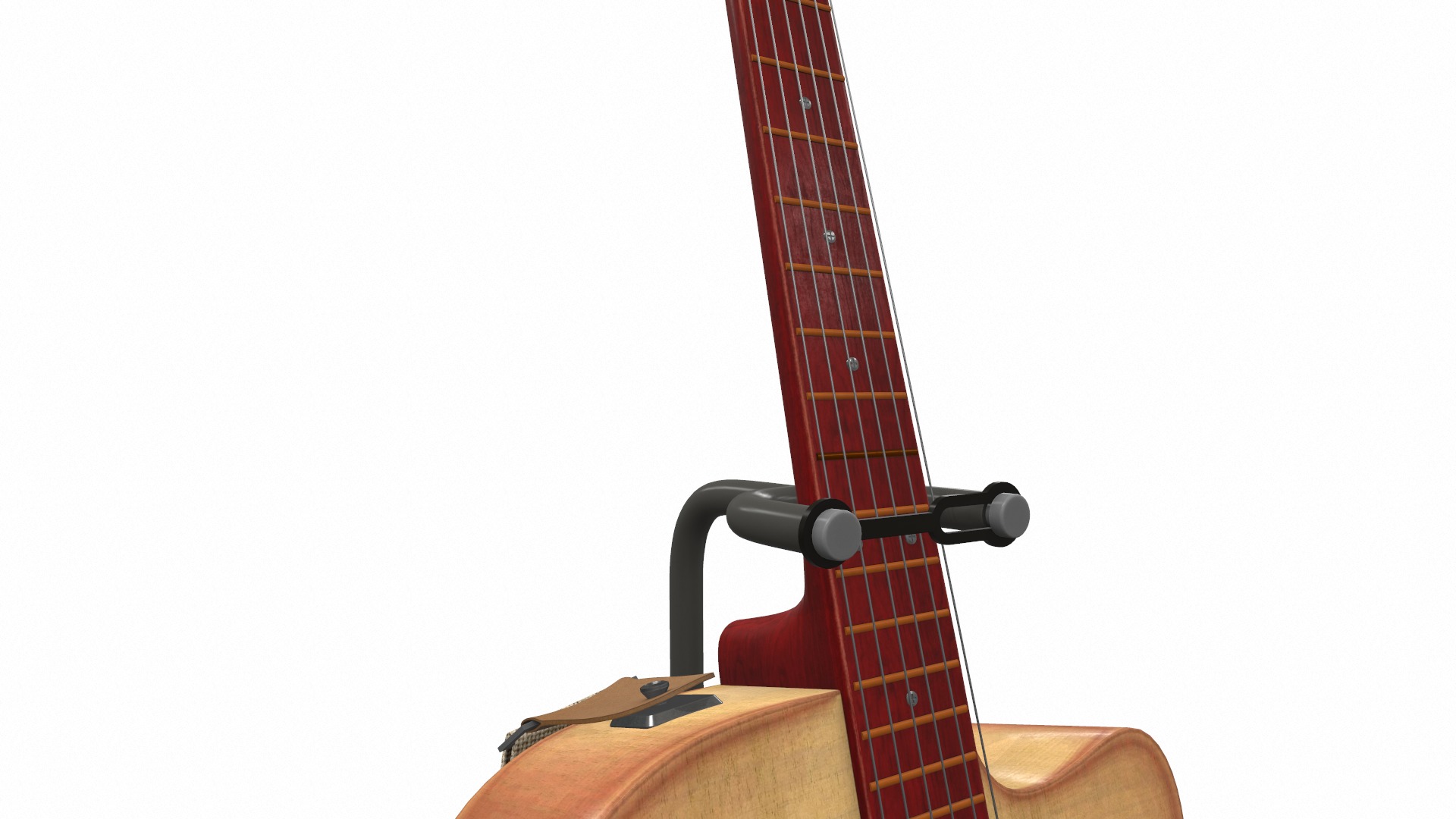 Acoustic bass guitar with strap and stand 3D model_8