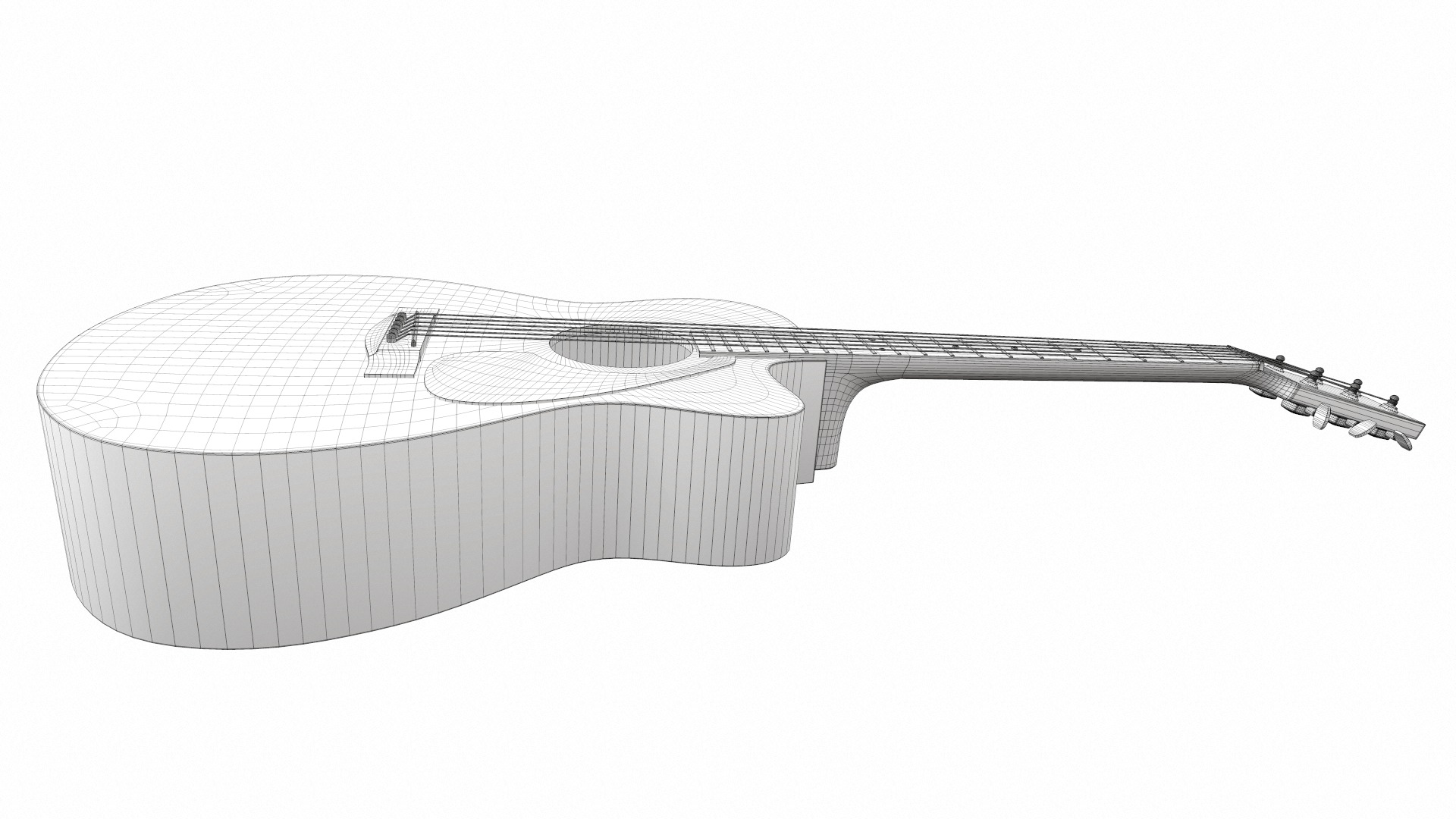 Acoustic bass guitar with strap and stand 3D model_34