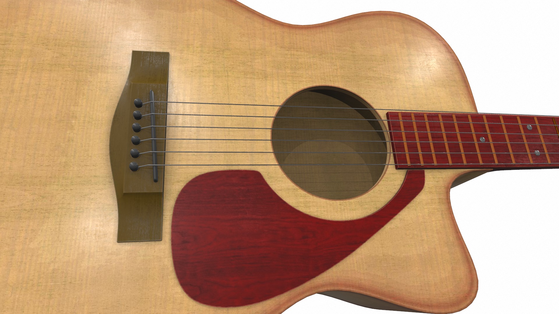 Acoustic bass guitar with strap and stand 3D model_15