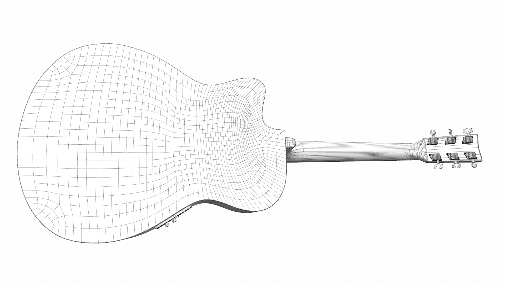 Acoustic bass guitar with strap and stand 3D model_35