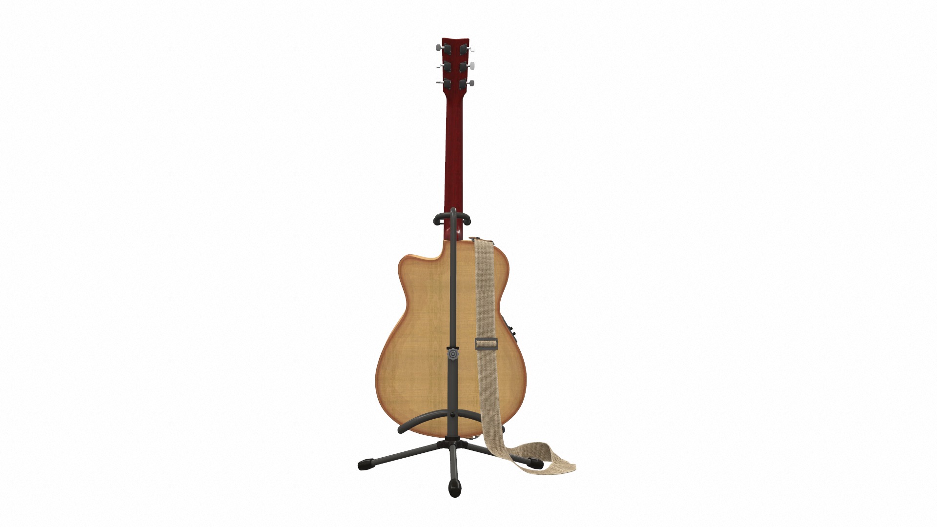 Acoustic bass guitar with strap and stand 3D model_4