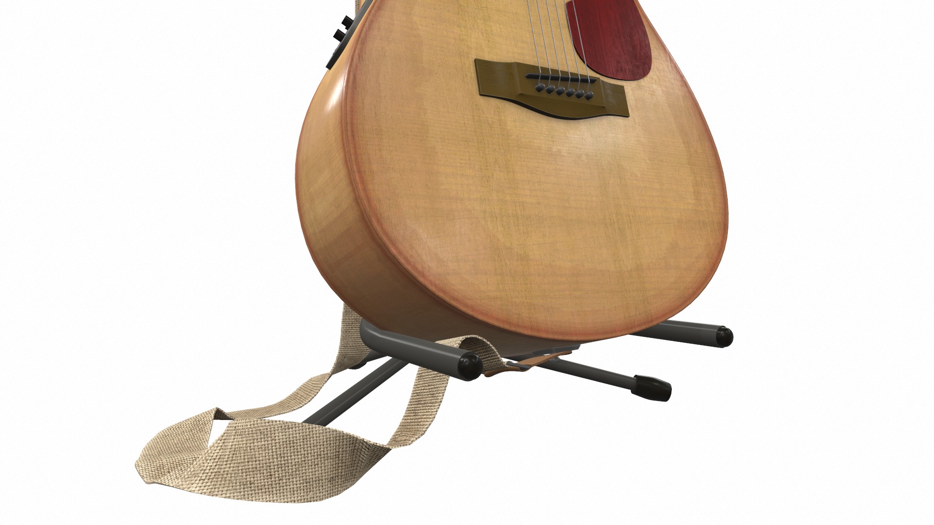 Acoustic bass guitar with strap and stand 3D model_6