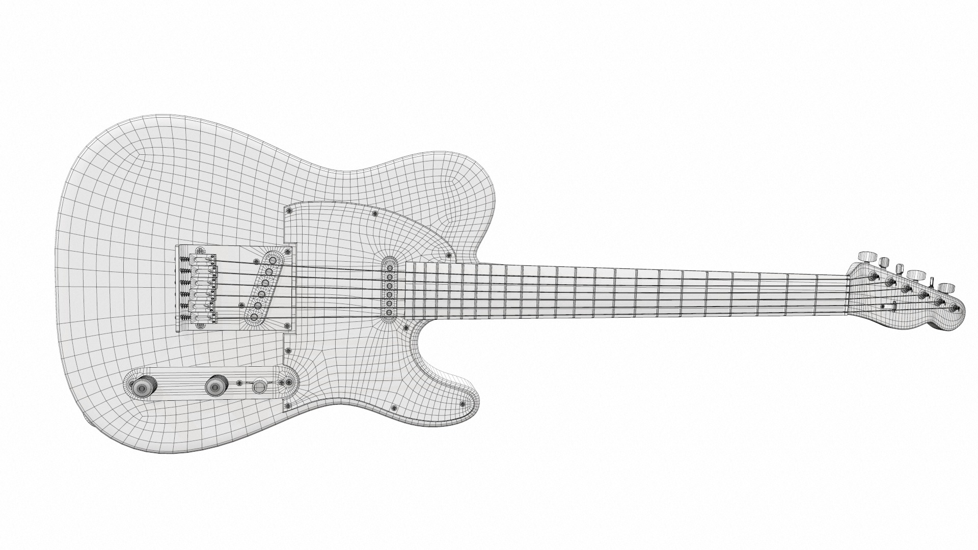 Electric bass guitar with strap and stand 3 3D model_32