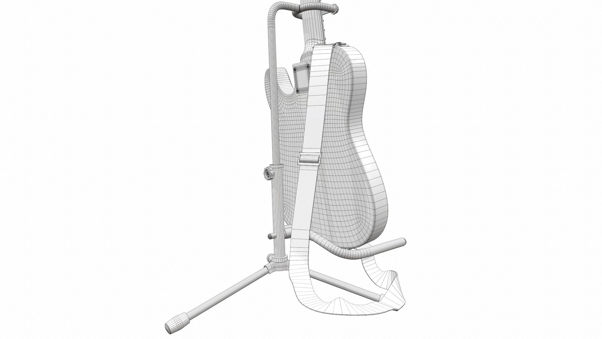 Electric bass guitar with strap and stand 3 3D model_29