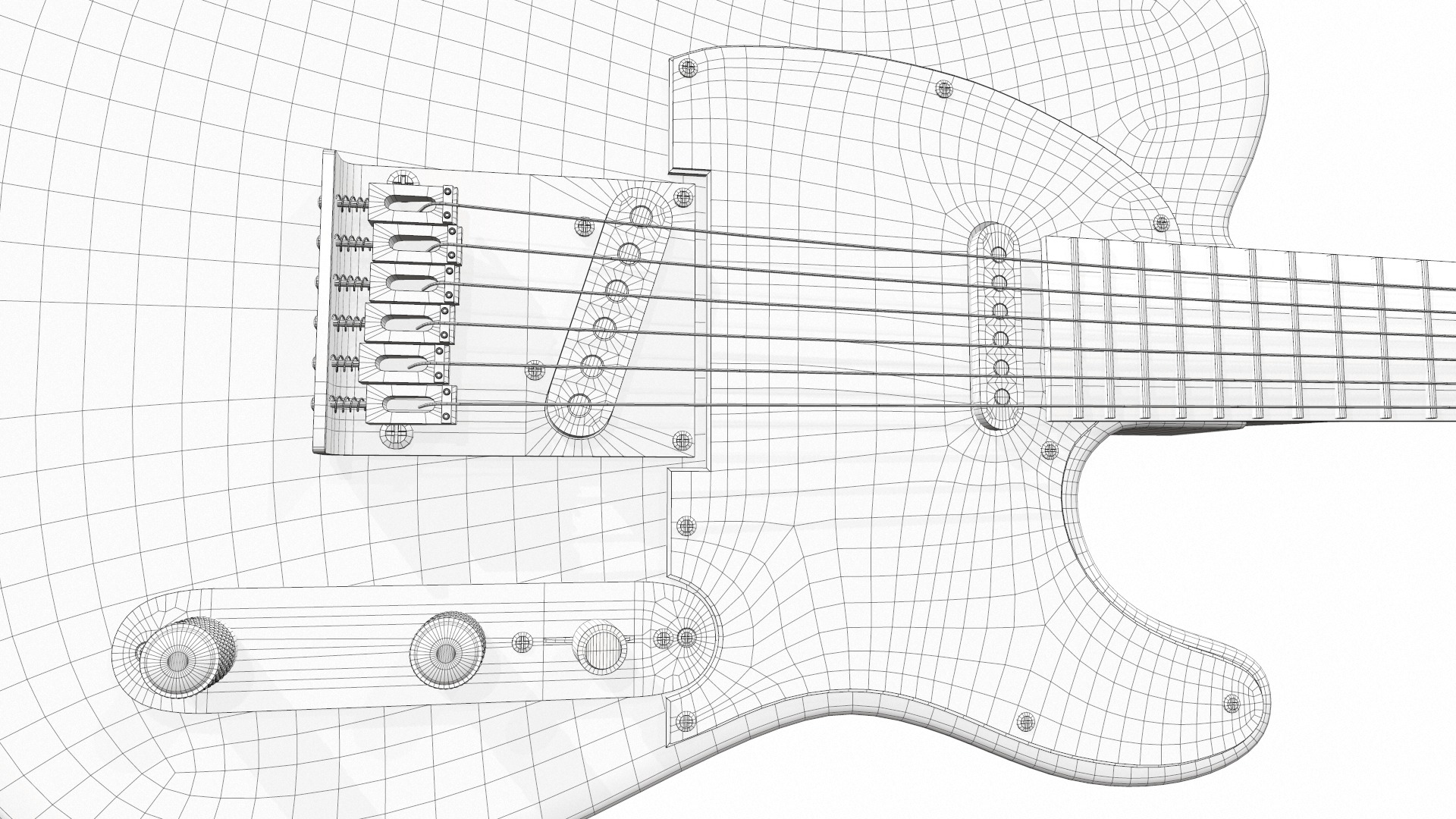 Electric bass guitar with strap and stand 3 3D model_36