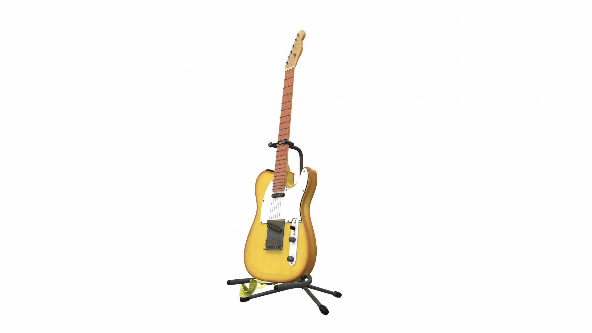 Electric bass guitar with strap and stand 3 3D model_1